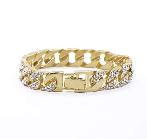 **Men's Iced Out Watch with Matching Cuban Link Bracelet - Luxury Rhinestone & Baguette Dial - Hip Hop Bling Jewelry for Parties, Gifts & Special Occasions - ST10226B**