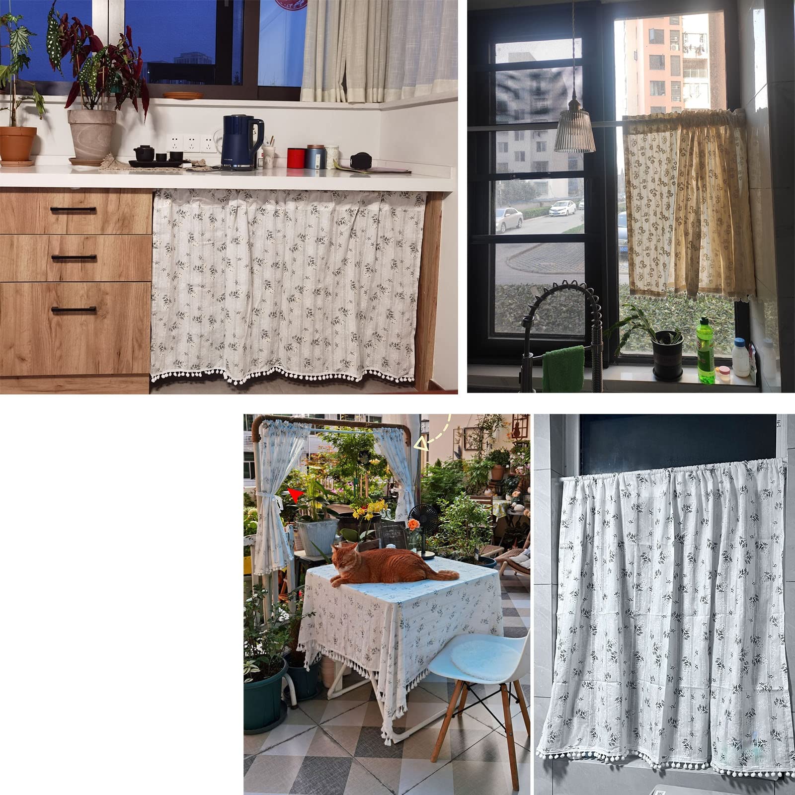 Farmhouse Kitchen Curtain Valances - 1 Piece Short Cafe Curtains for Half Windows - Bathroom & Cabinet Door Drapes - Rustic Home Decor for Kitchen, Dining Room & Farmhouse Style Interiors