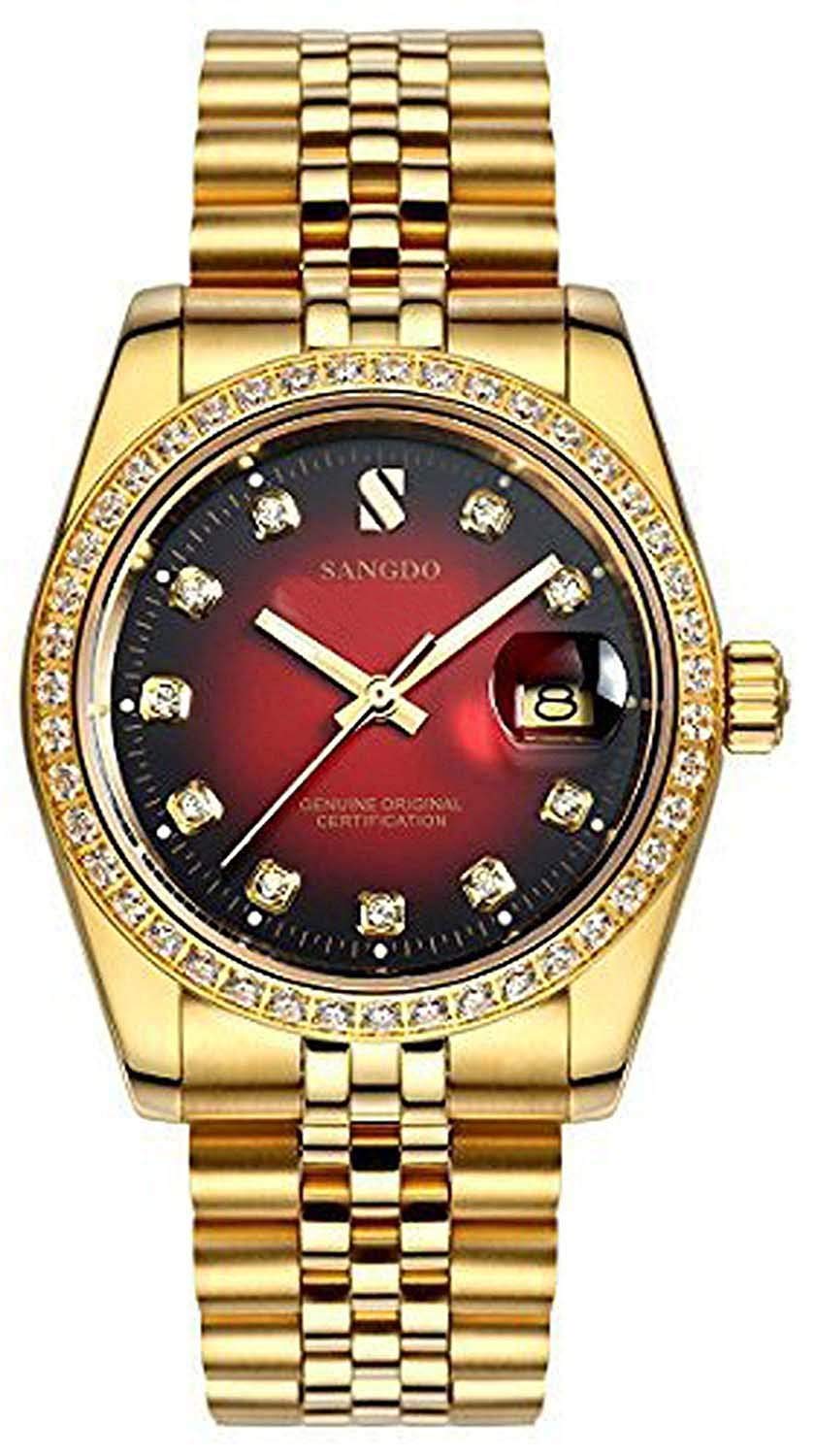 Luxury Men's Automatic Watch - Stainless Steel Self-Winding Chronograph with Date Window & Water Resistance - Gold Dress Watch for Business, Outdoor & Formal Occasions - Perfect Gift for Men