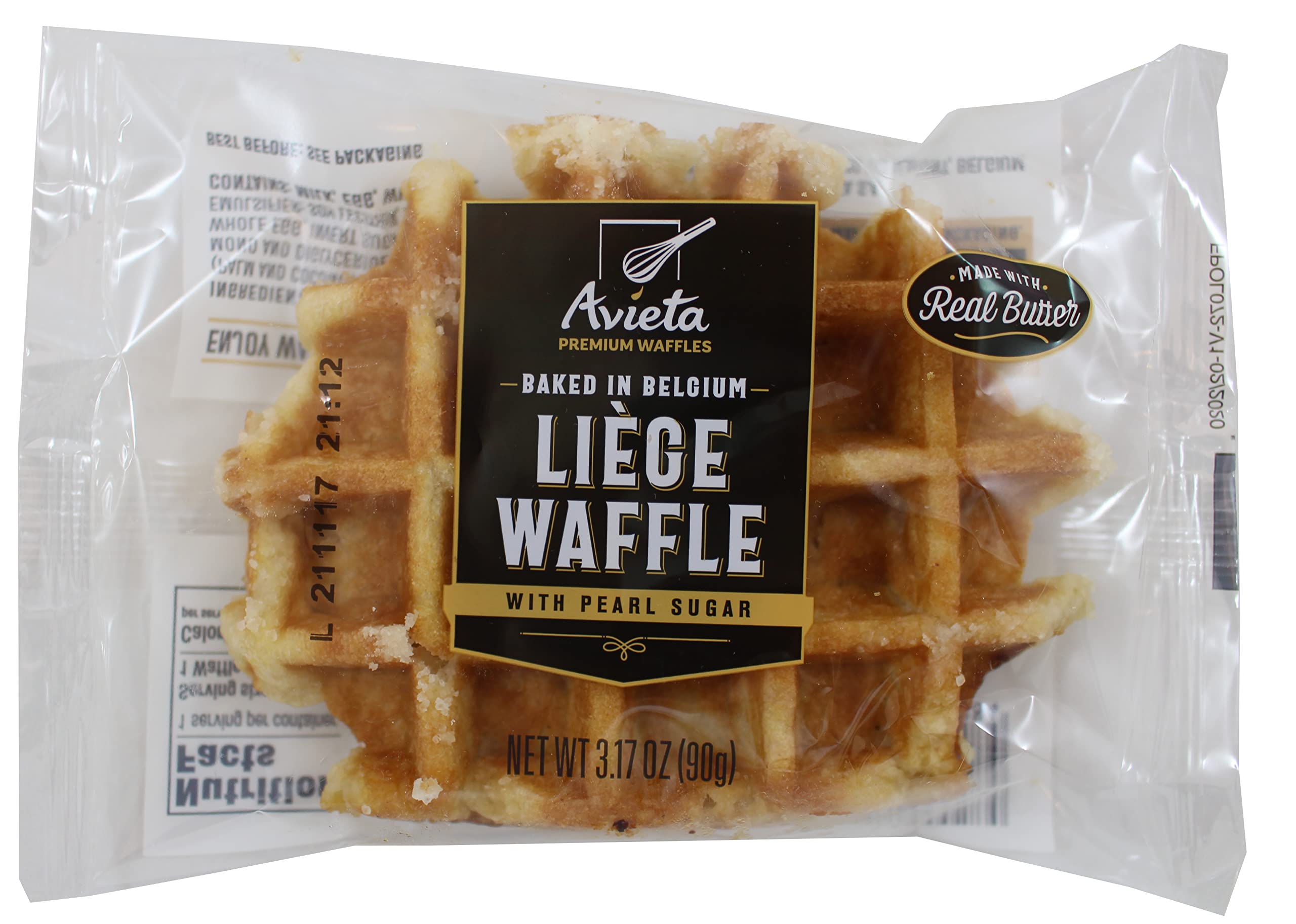 Avieta Belgian Pearl Sugar Waffles - 6 Individually Wrapped 3.17oz Packs | Authentic Liege Waffle Recipe | Perfect for Breakfast, Brunch & Coffee Time