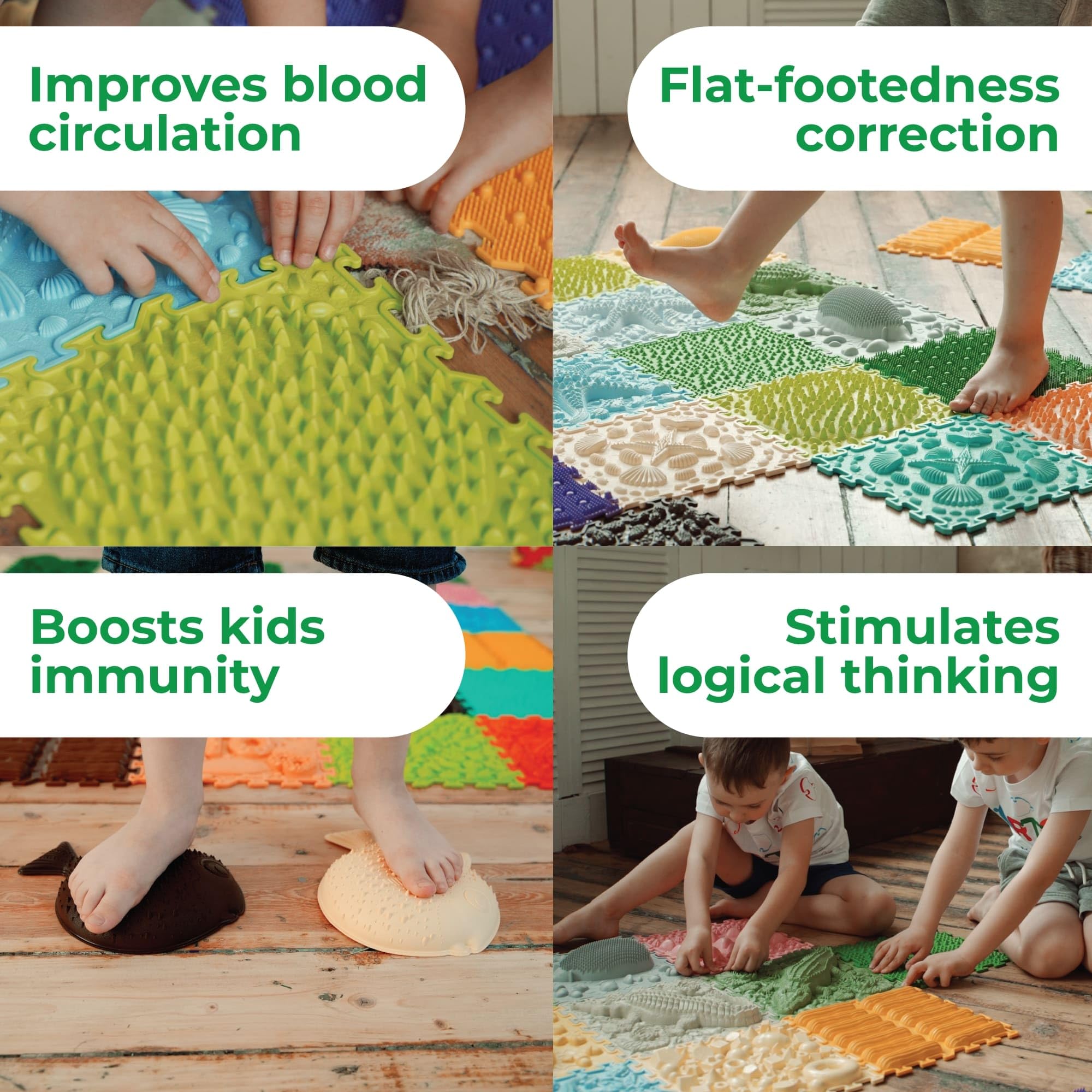 ORTO NATURE 16-Piece Sensory Puzzle Play Mat – Interlocking Orthopedic Floor Tiles & Textured Sensory Mats for Kids & Adults (Joyful Land) – Perfect for Playrooms, Therapy & Home Gym Flooring