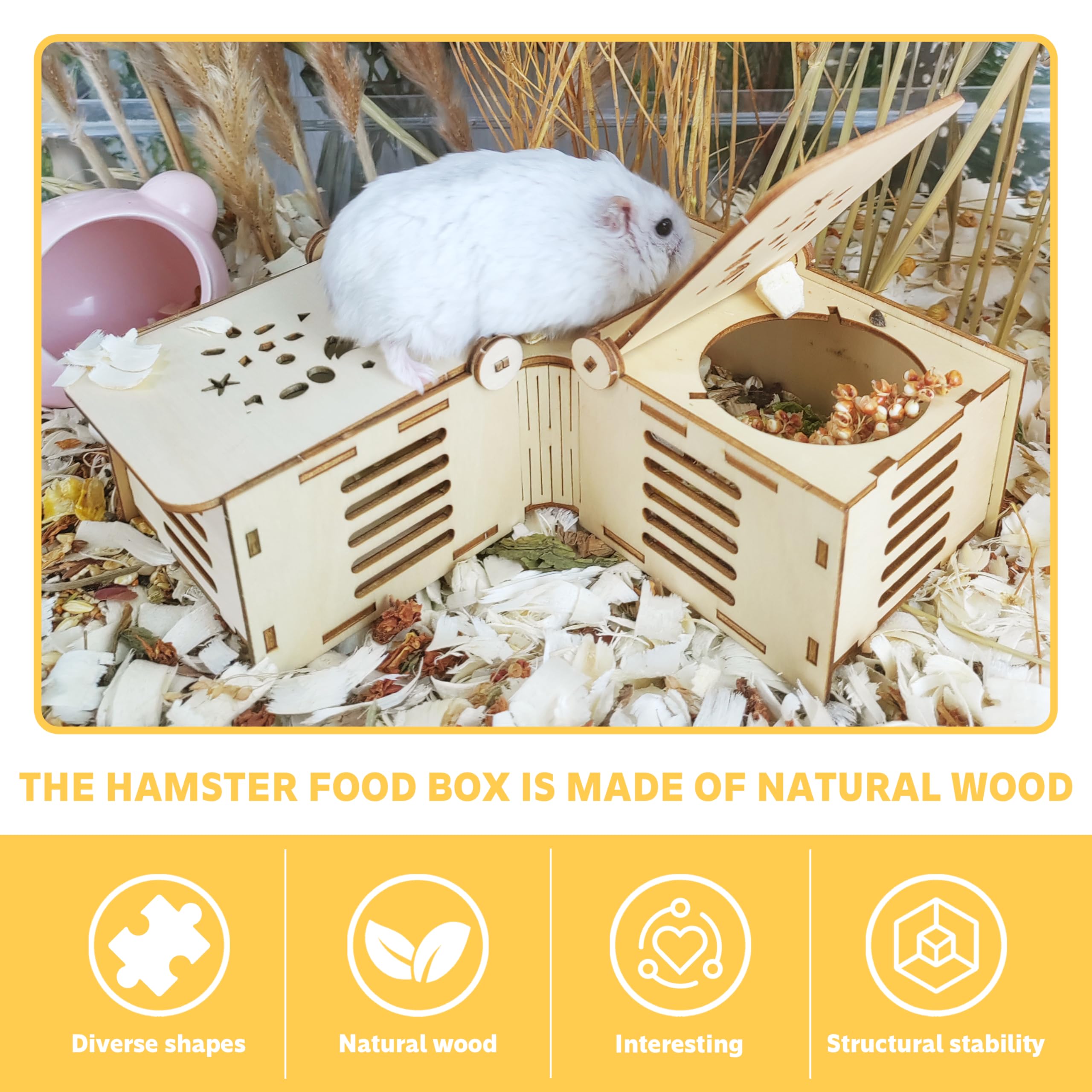 Guinea Pig Foraging Toys - Small Animal Hide & Seek Treat Puzzle - Wooden Interactive Enrichment Game for Rabbits, Hamsters, Chinchillas, Rats & Gerbils - Perfect for Cage Entertainment & Mental Stimulation