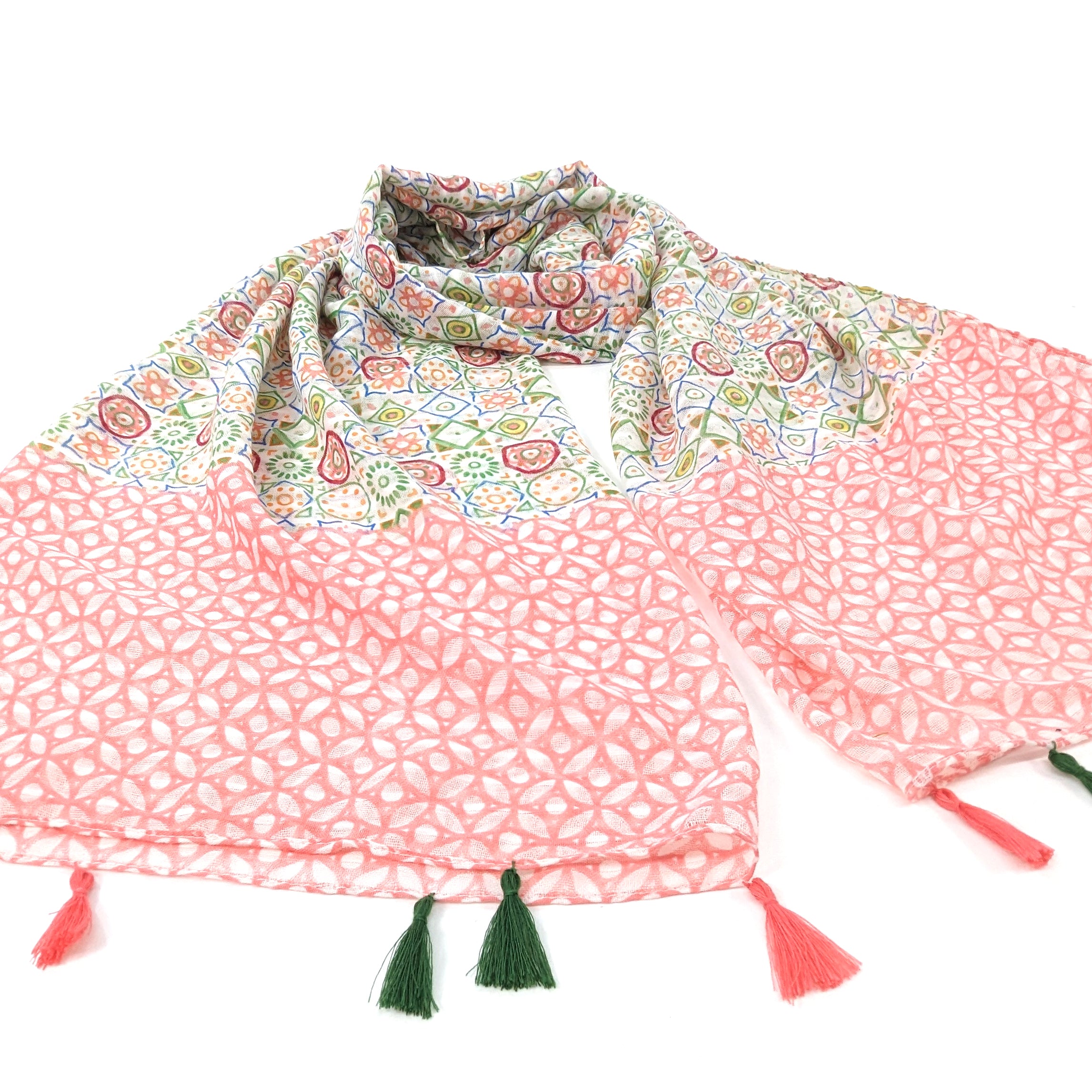 Stylish Pink Mosaic Tiles Scarf (80x180cm) - Perfect for Women's Fashion Accessories, Gift Giving & Winter Outfits