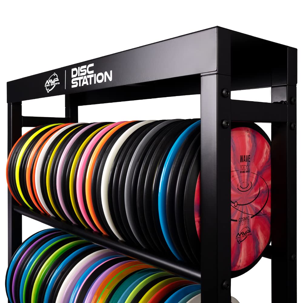 MVP Disc Sports Disc Storage Rack - 6 Shelf Organizer for Frisbee Golf Discs | Perfect for Home, Backyard & Disc Golf Course Organization