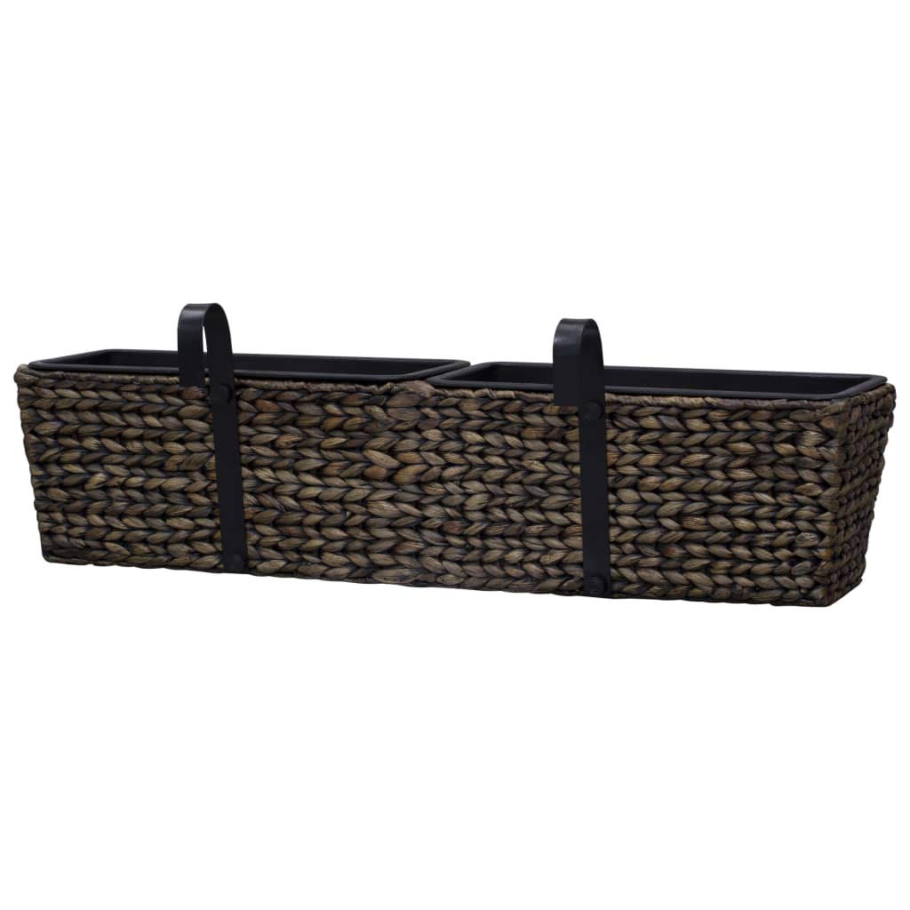 2-Pack Brown Water Hyacinth Garden Planters - Natural Wicker Baskets for Indoor/Outdoor Plants, Flowers & Home Decor