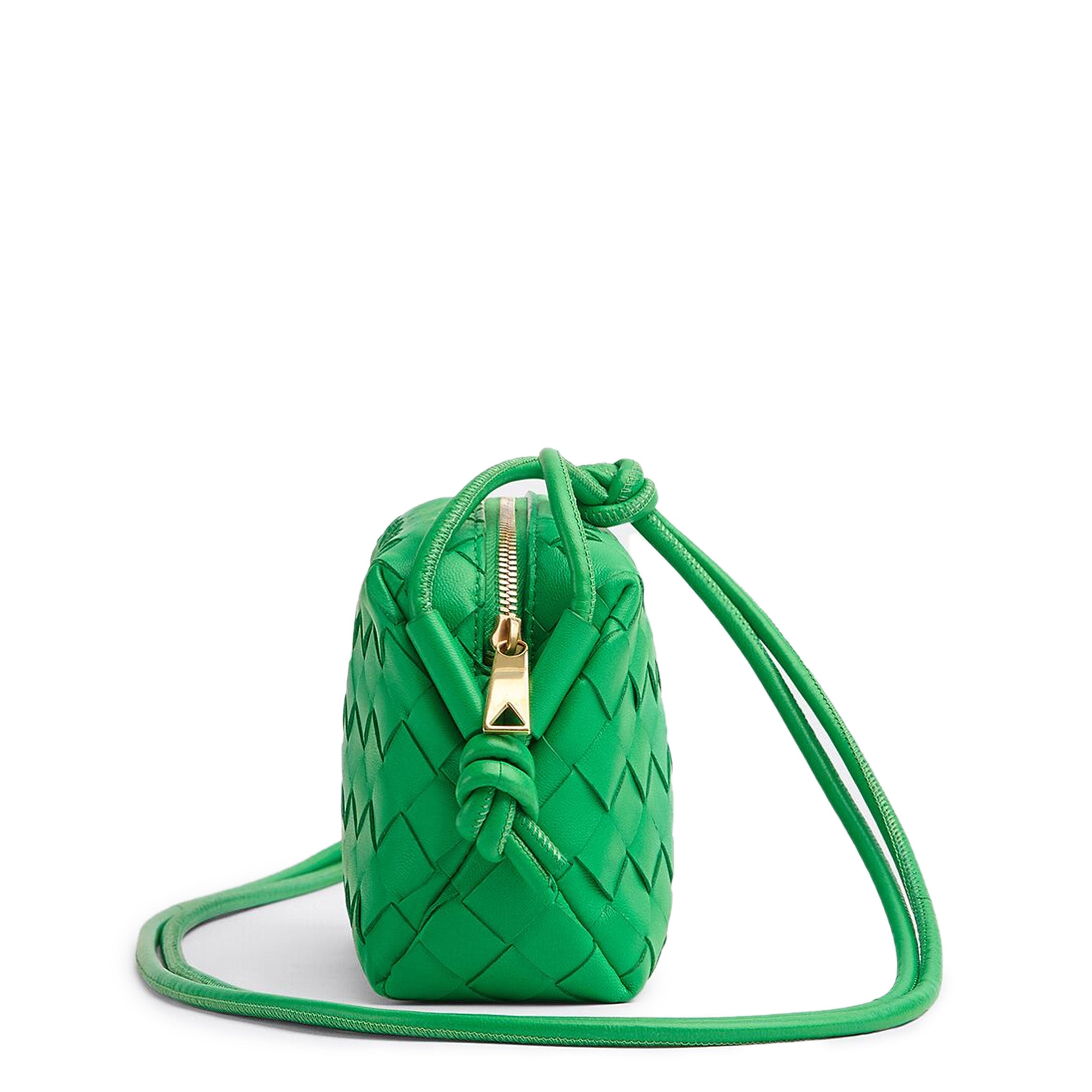 Loop Mini Nappa Intrecciato Crossbody Bag in Parakeet Green - Stylish Vegan Leather Purse for Women, Perfect for Daily Use, Work, and Evening Outings