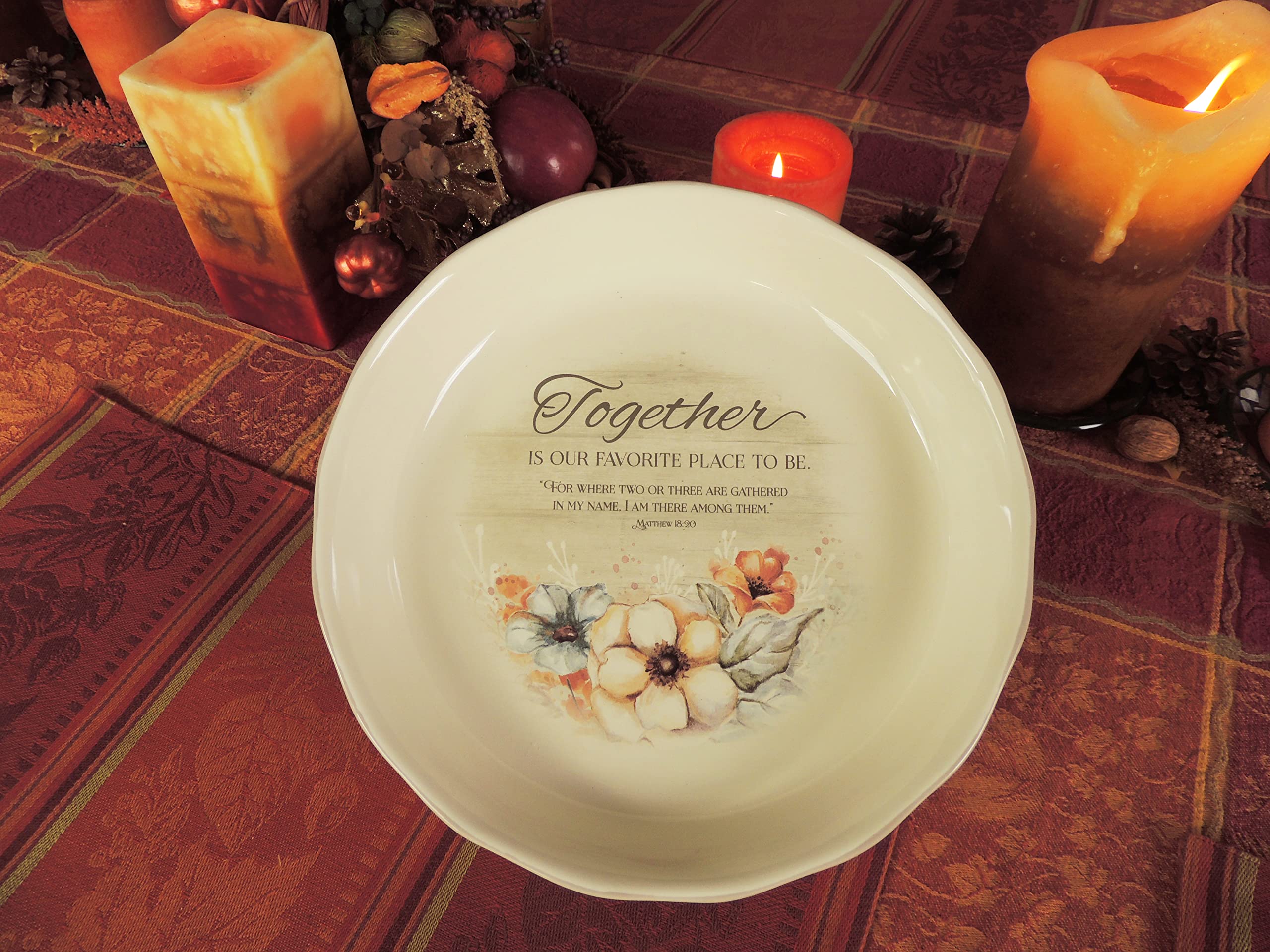 Abbey & CA Gift Together Favorite Place Pie Plate - Elegant Ceramic Pie Dish for Baking, Serving & Gifting - Perfect for Thanksgiving, Christmas & Family Gatherings
