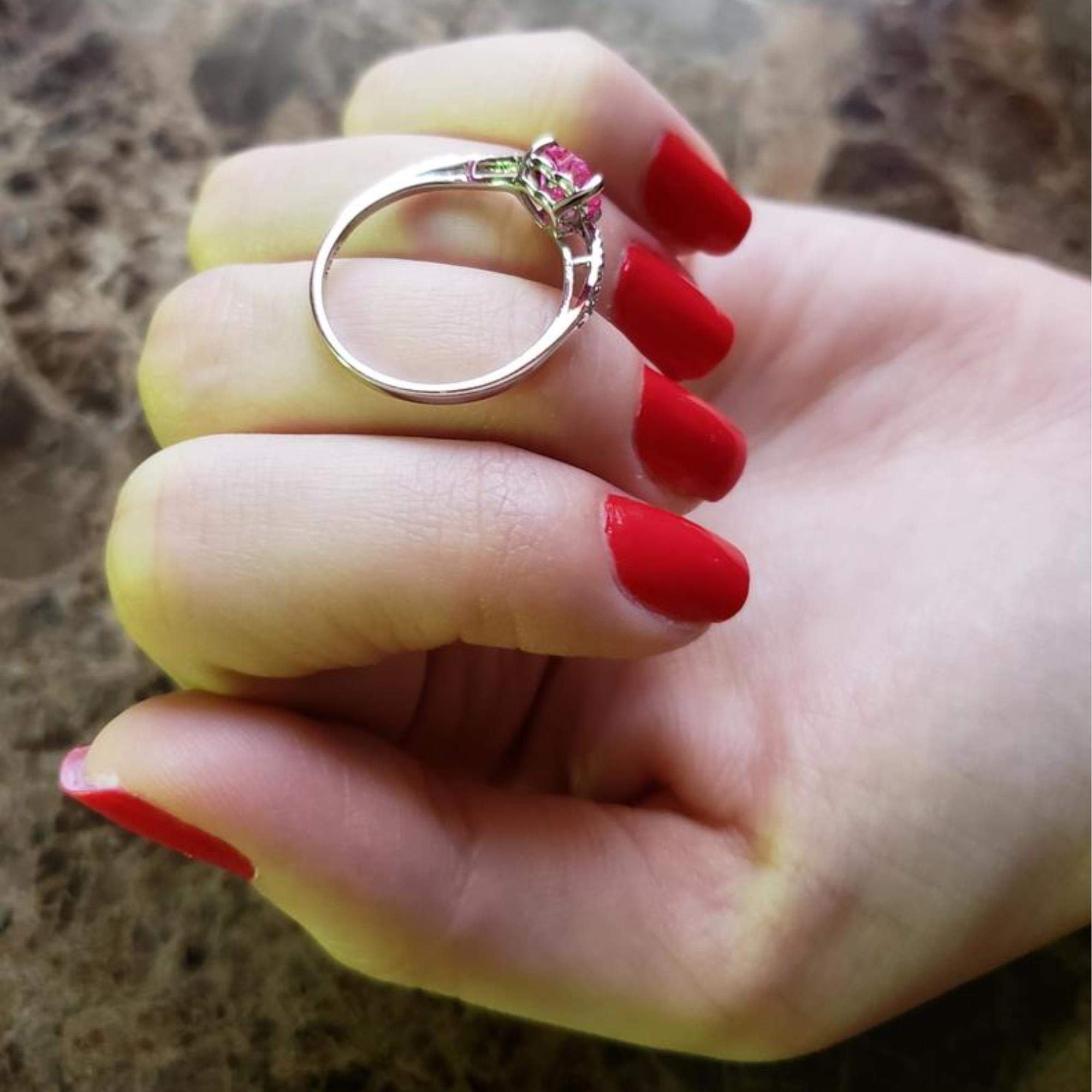 14K Gold Pink Sapphire & Diamond Heart Ring for Women - Elegant Valentine's Day Gift, Anniversary Jewelry, Romantic Proposal Ring for Her