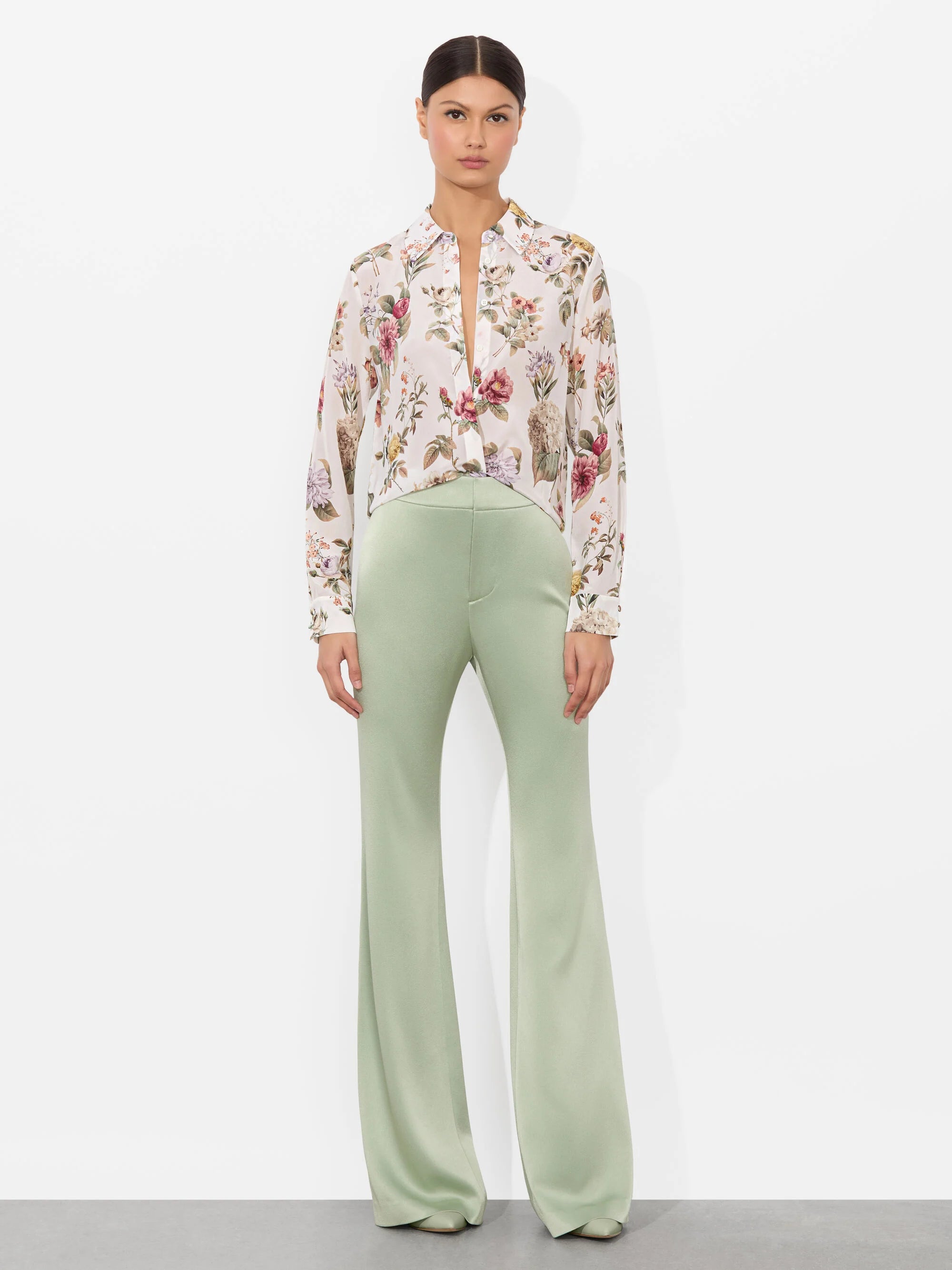 Alice & Olivia Willa Silk Blouse - Women's Elegant Satin Shirt for Work, Party & Special Occasions