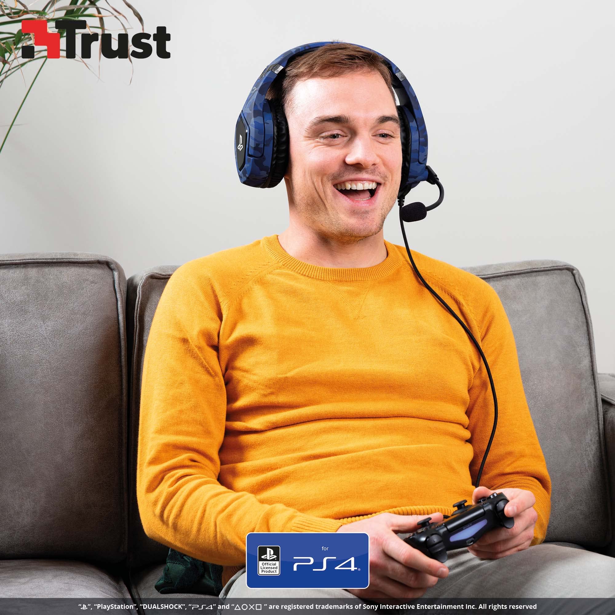 Trust GXT 488 Forze-B Official Licensed PlayStation Gaming Headset for PS4 & PS5 - Foldable Mic, Adjustable Headband, 3.5mm Wired Over-Ear Headphones (Blue) - Perfect for Competitive Gaming & Immersive Audio Experience