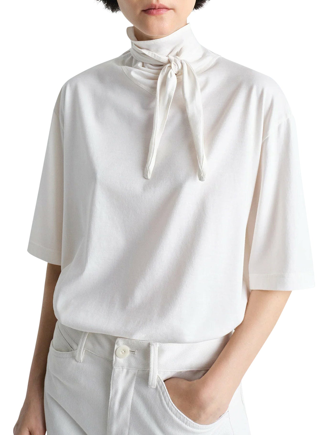 Lemaire Foulard T-Shirt in Nude Neutrals - TO1384LJ1018 WH001 Chalk | Soft & Stylish Women's Top for Casual Wear & Layering