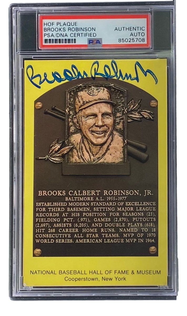 Brooks Robinson Autographed 4x6 Baltimore Orioles Hall of Fame Plaque Card with PSA/DNA Certification #85025708 - Perfect for Baseball Memorabilia Collectors and Sports Fans Display