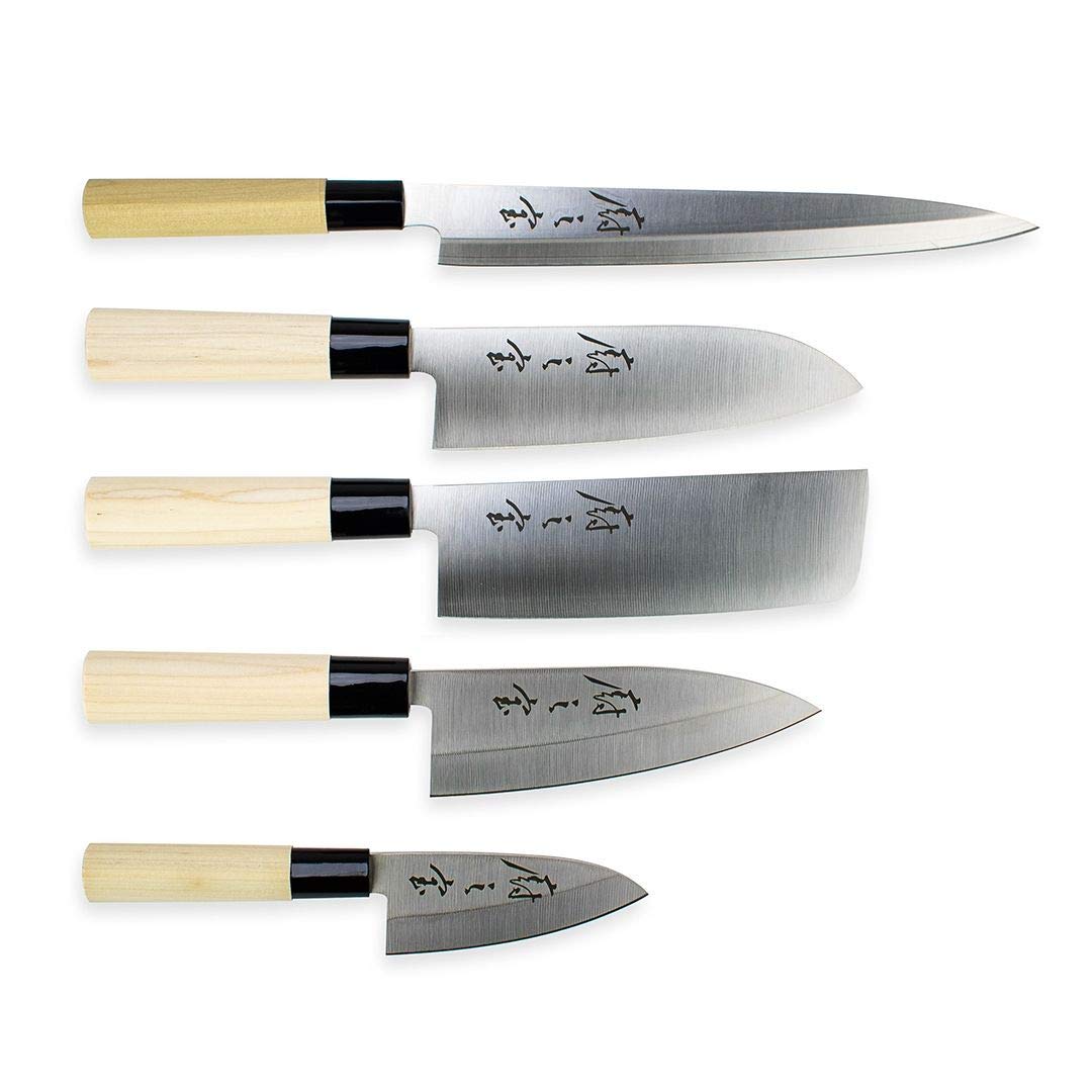 Mercer Culinary 5-Piece Asian Knife Set - Professional Stainless Steel Kitchen Knives for Sushi, Vegetables & Meat | Perfect for Home Chefs & Restaurant Use