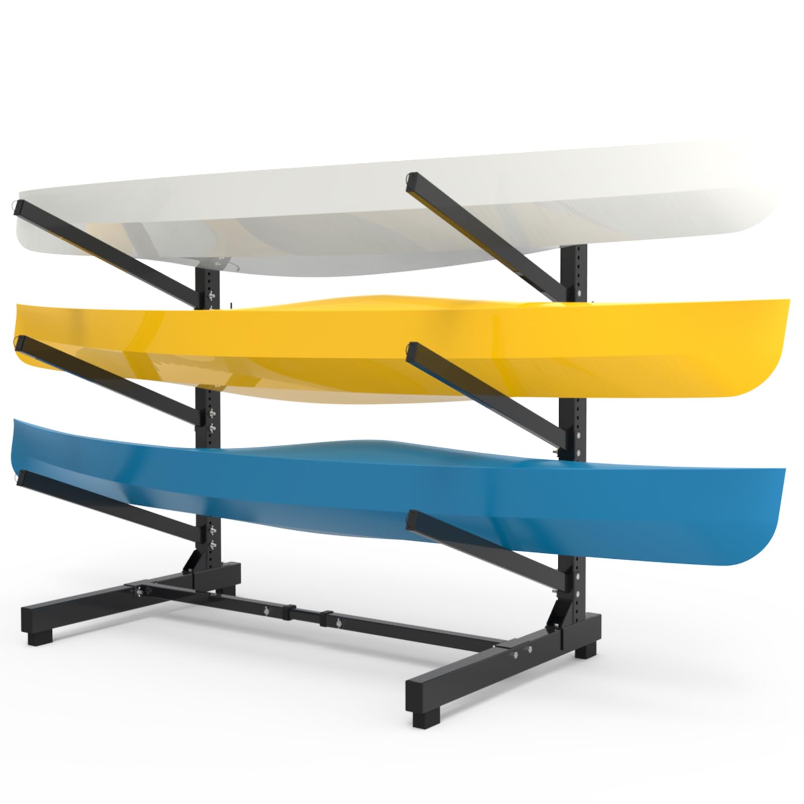 Heavy Duty Adjustable Freestanding Kayak and Canoe Storage Rack - Weatherproof SUP Stand for Indoor, Garage, Shed or Dock - Perfect for Kayak Storage, Organization and Space Saving in Small Areas