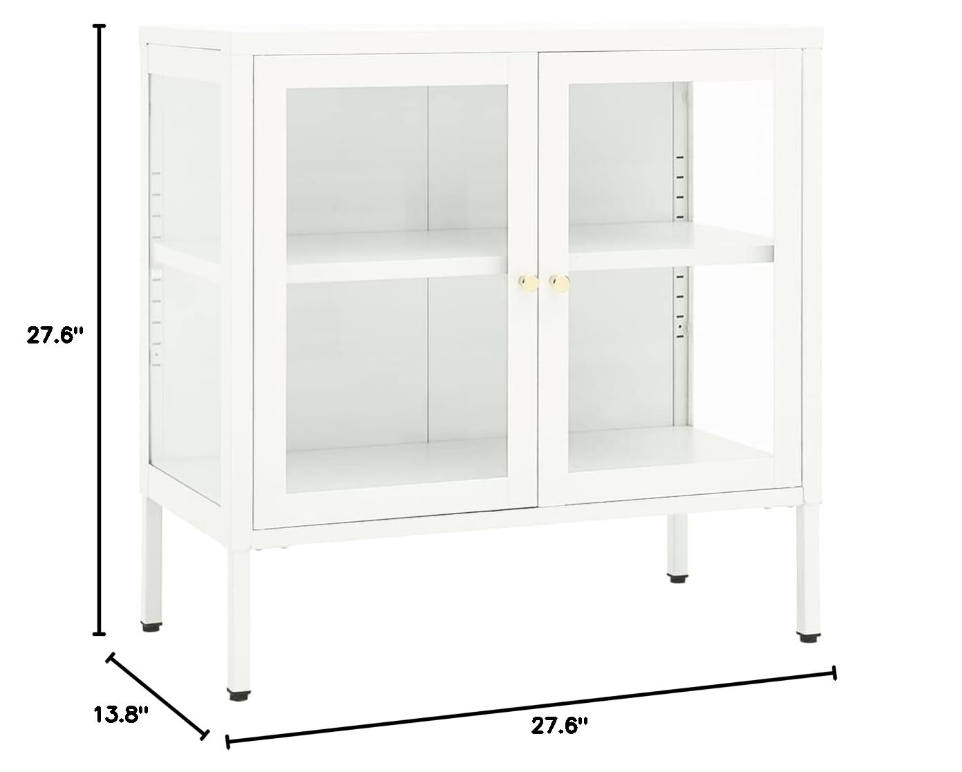 Modern Steel Sideboard Cabinet with 2 Doors & Adjustable Shelf - 27.6
