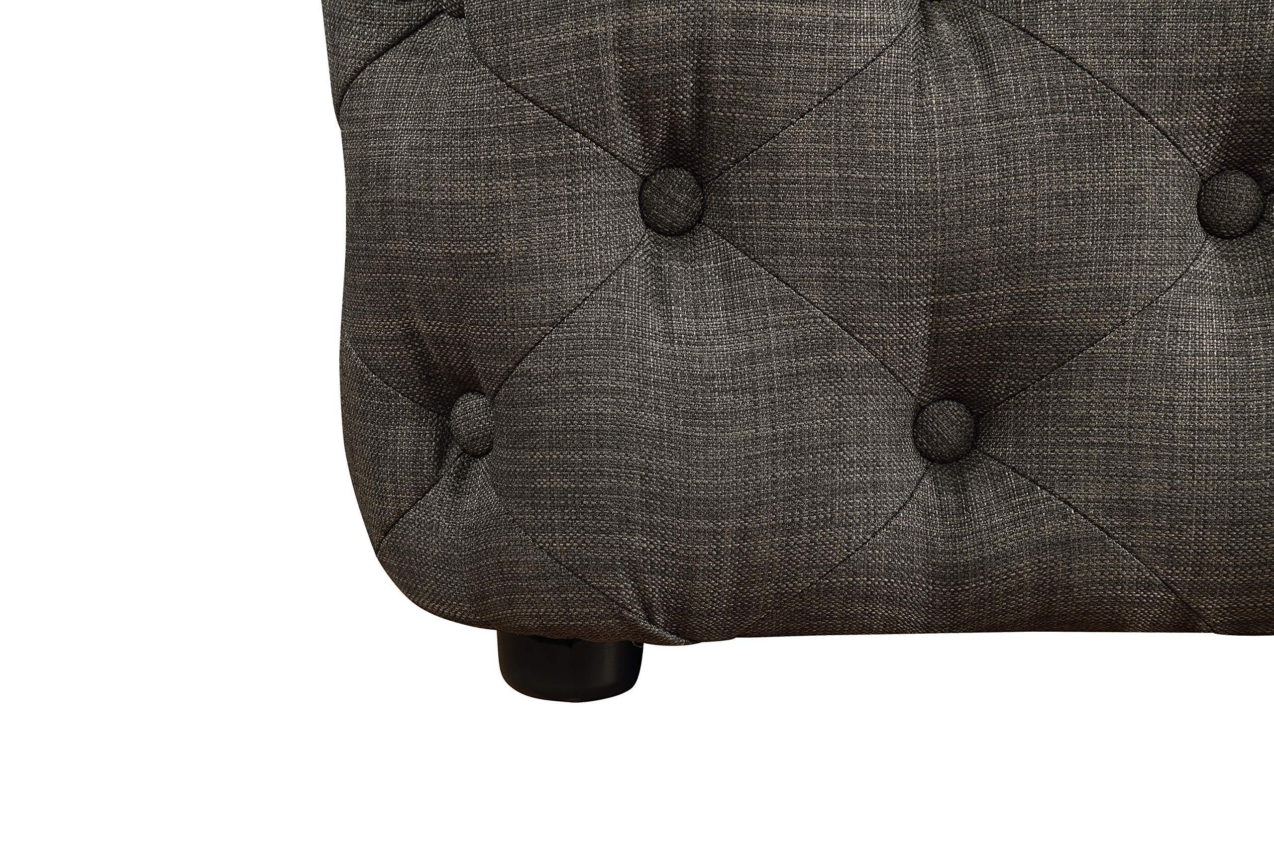 Sherlyn Tufted Square Ottoman Footstool - Premium Grey Linen Upholstered Furniture for Living Room, Bedroom & Office - Comfortable Footrest, Storage Bench & Stylish Home Decor
