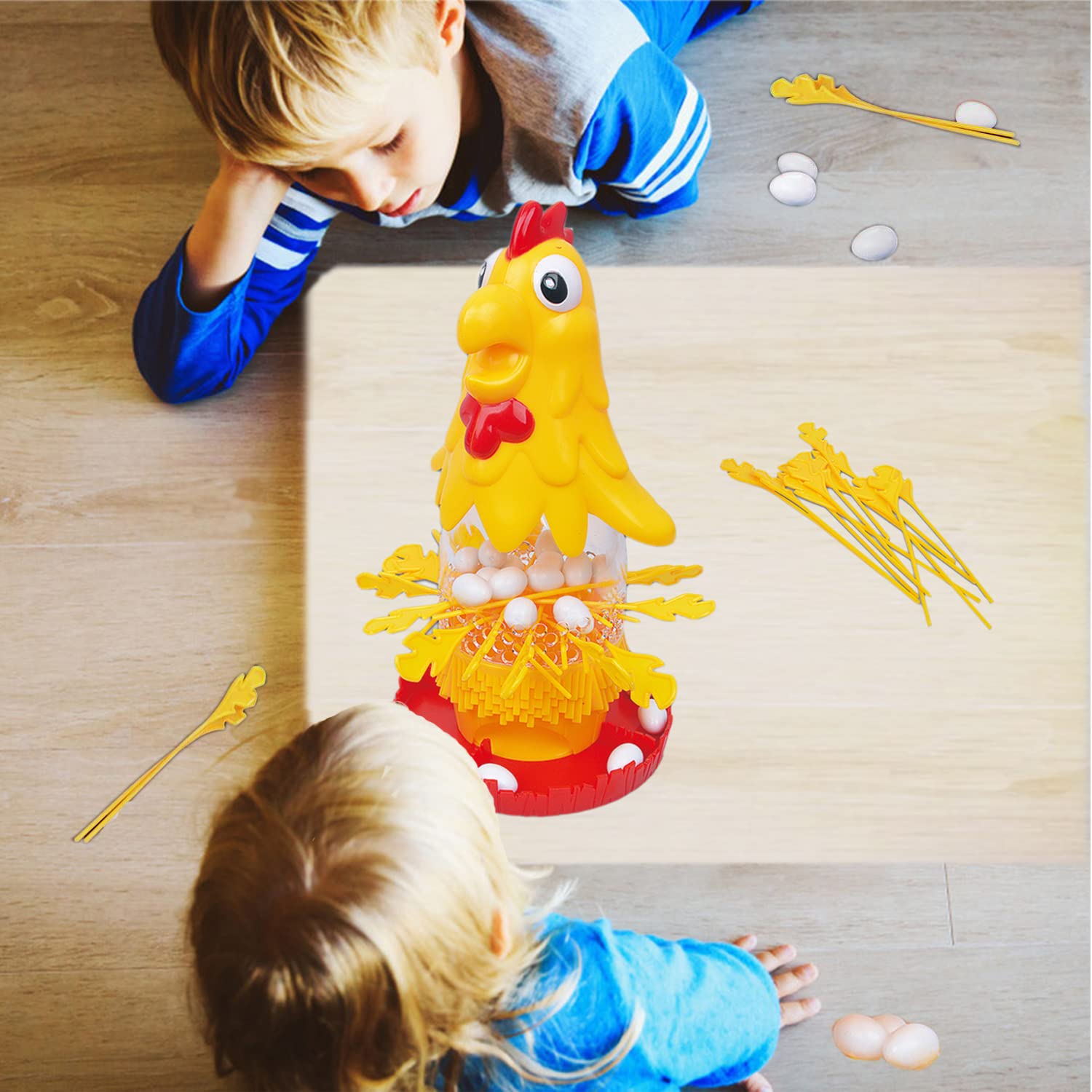 NW Hen Laying Eggs Plucking Game - Educational Chicken Egg Laying Toy for Kids, Fun Interactive Learning Game for Boys & Girls - Perfect for Preschool Playtime & Farm Animal Themed Birthday Parties
