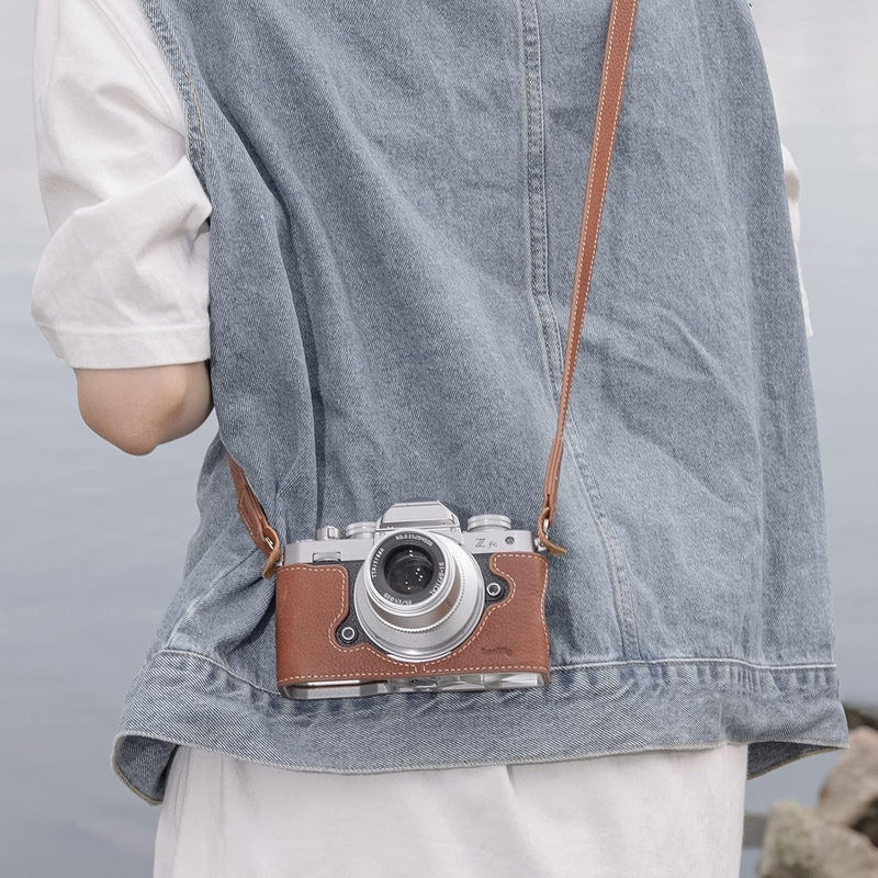 Premium Genuine Leather Half Case for Nikon Zfc Camera - Stylish Protection for Travel & Street Photography