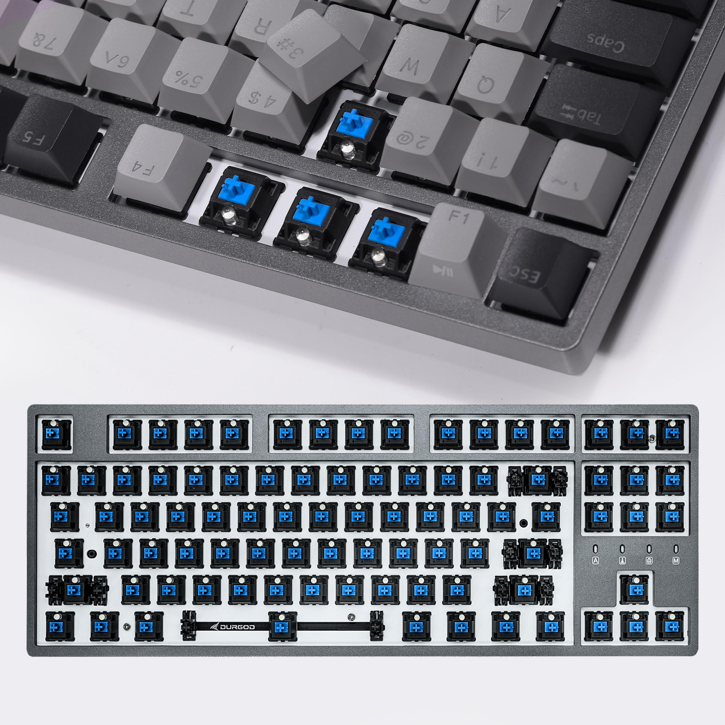 Durgod K320 Corona White Backlit TKL Mechanical Keyboard - 87 Key Tenkeyless USB C Wired Gaming Keyboard with Doubleshot PBT Keycaps, Programmable Keys, NKRO Rollover for Windows & Mac (Cherry MX Blue Switches) - Perfect for Office Work, Gaming & Typing
