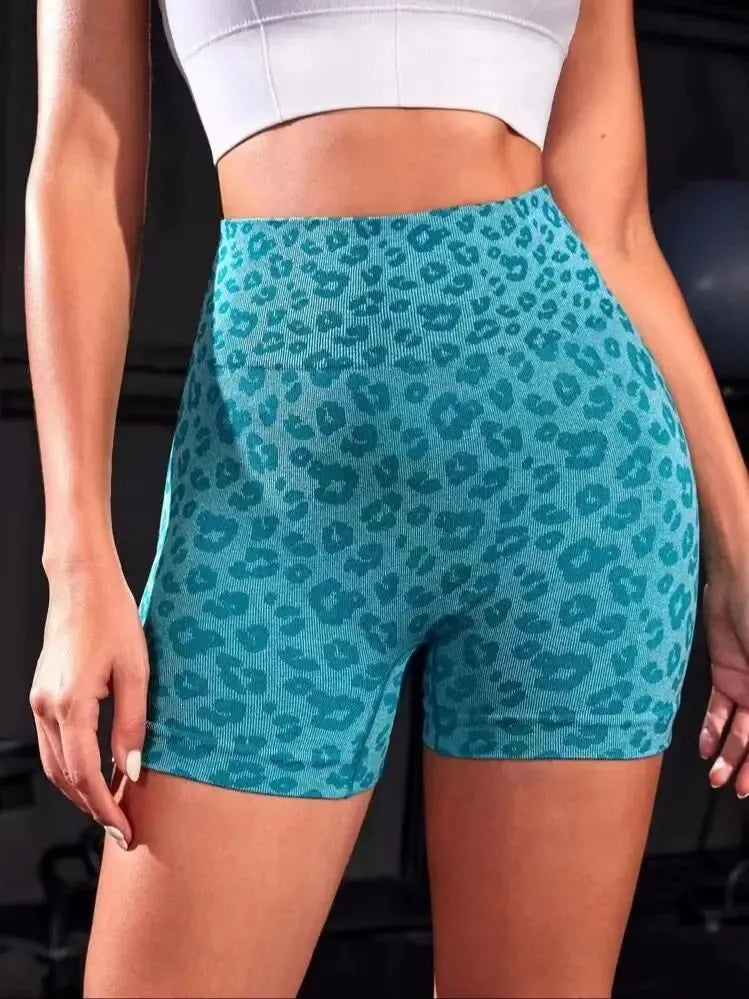 Women's High Waist Leopard Print Athletic Shorts - Seamless Scrunch Butt Yoga, Running, Gym & Golf Shorts | Perfect for Workouts, Yoga Classes, Jogging & Casual Wear