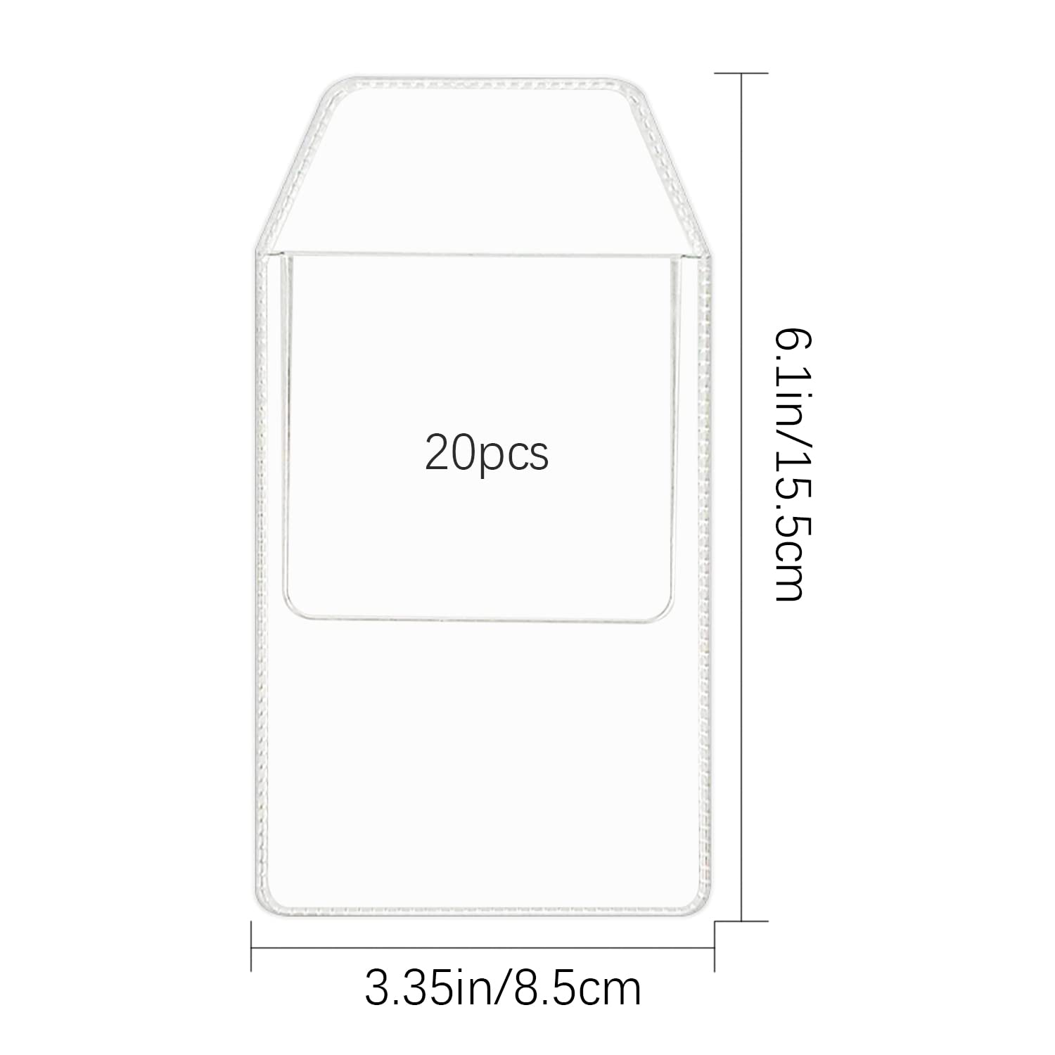 20 Pack Clear PVC Pocket Protectors - Plastic Shirt Pocket Organizer for Pens, Cards & Essentials - Ideal for School, Office, Hospital & Work (Transparent)