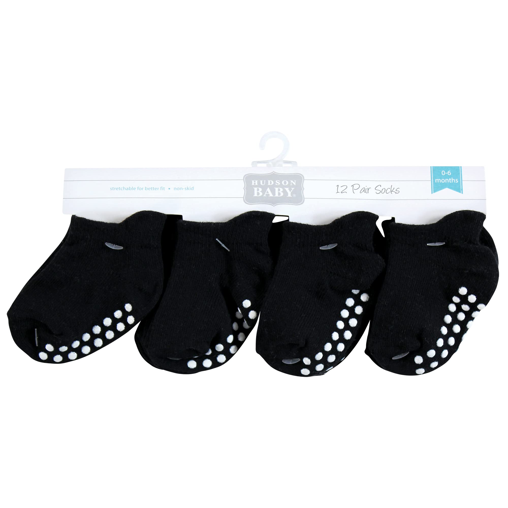 Hudson Baby Unisex Non-Skid No-Show Socks for Infants & Toddlers - Soft Comfortable Grip Socks for Crawling, Walking & Everyday Wear