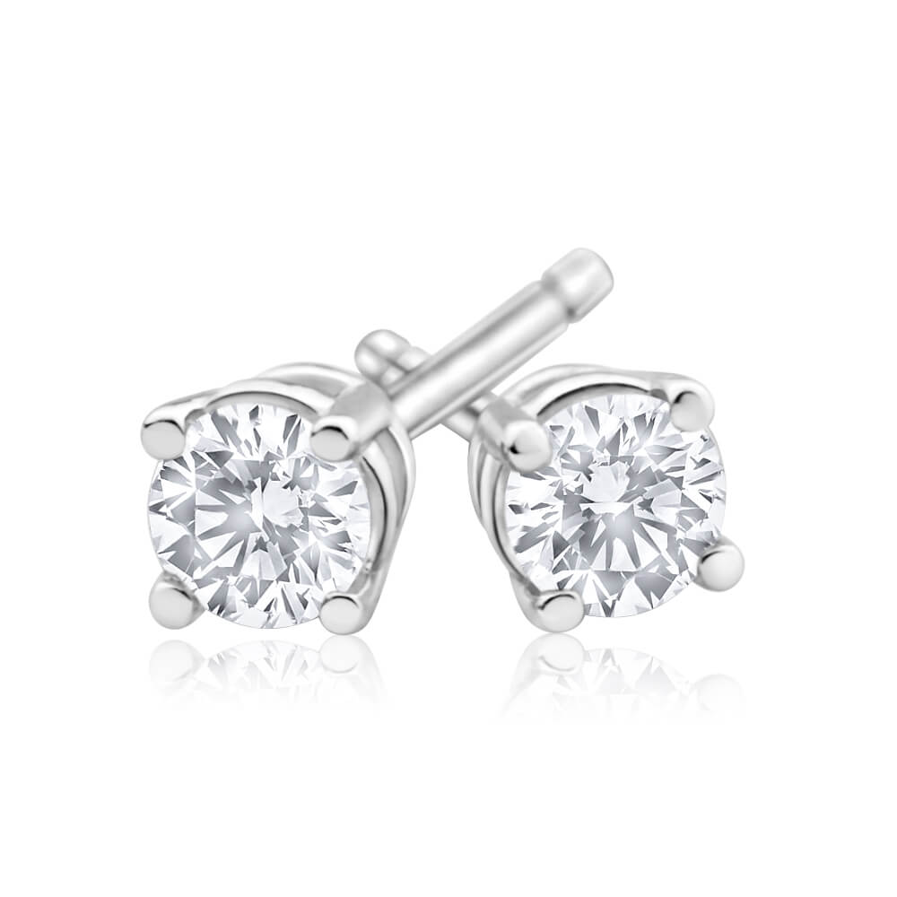 9ct White Gold Diamond Stud Earrings Set - 2 Gorgeous Brilliant Cut Diamonds for Women - Perfect for Weddings, Anniversaries & Special Occasions