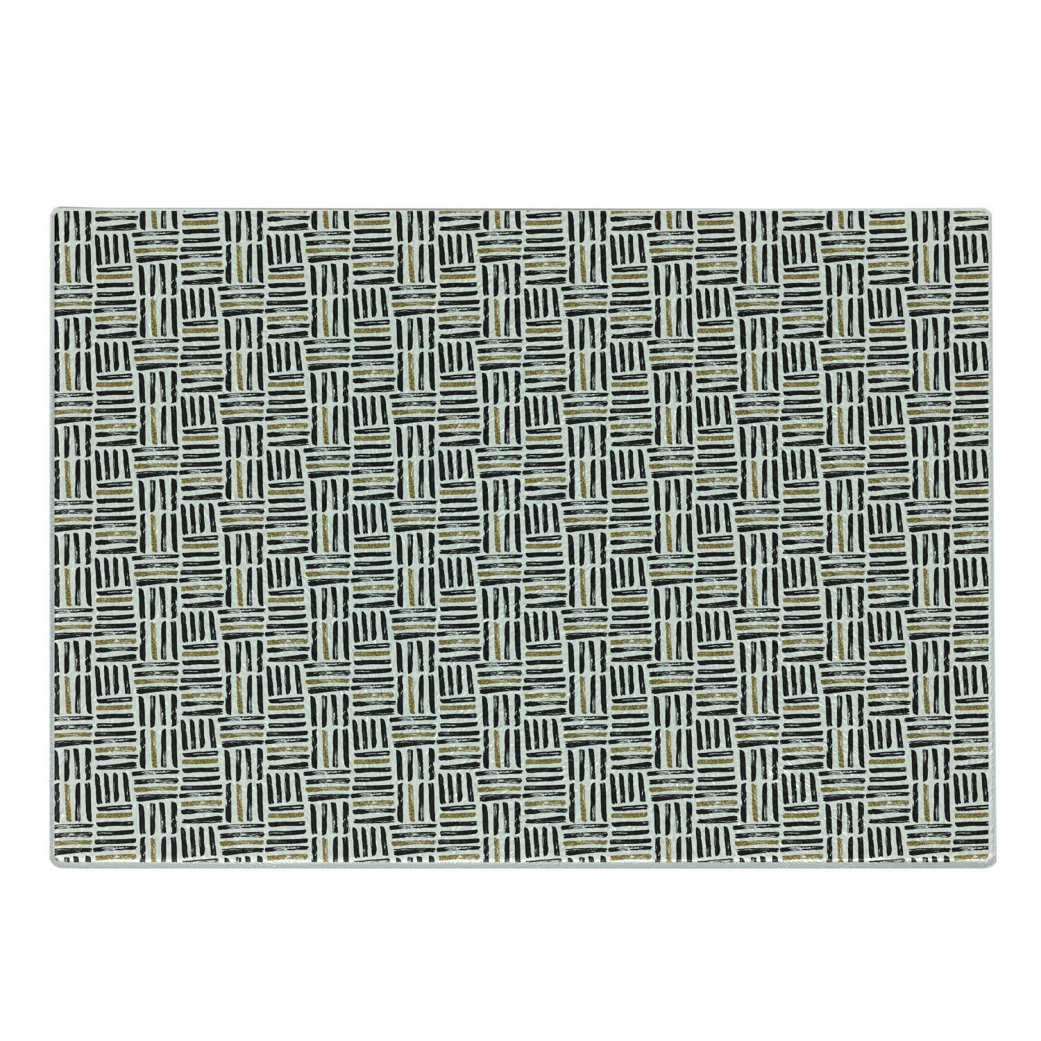 Ambesonne Striped Glass Cutting Board - Black & Gold for Kitchen & Serving