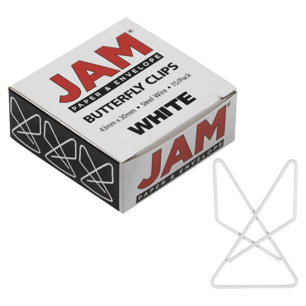 Colorful Butterfly Paper Clips - 15 Pack White Paper Clamps for Office, School & Crafting - JAM PAPER Stationery Supplies