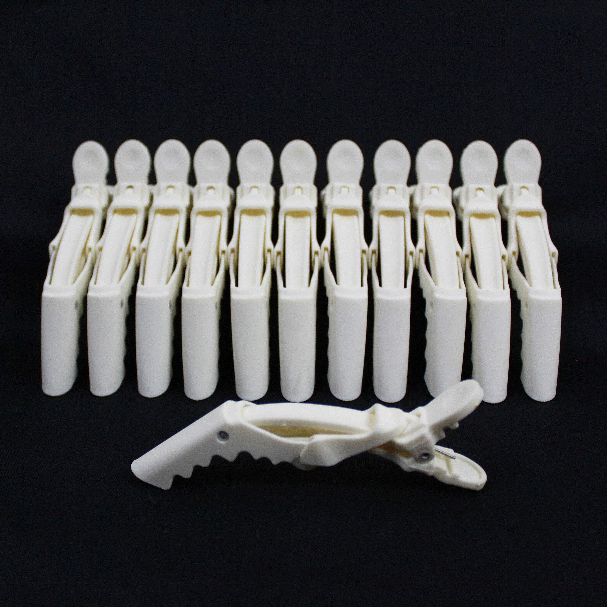 12pcs White Alligator Hair Clips - Wide Teeth for Styling & Hair Cutting - Salon & DIY Use