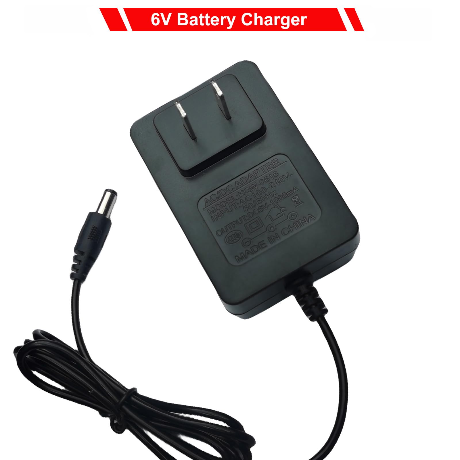 6V 1000mA Battery Charger for Ride-On Toys, Electric Cars, Power Wheels - Replacement Charger for Kids' Toy Cars, RC Vehicles, ATV, SUV, Truck & Trax - Perfect for Home, Outdoor Play & Backyard Adventures