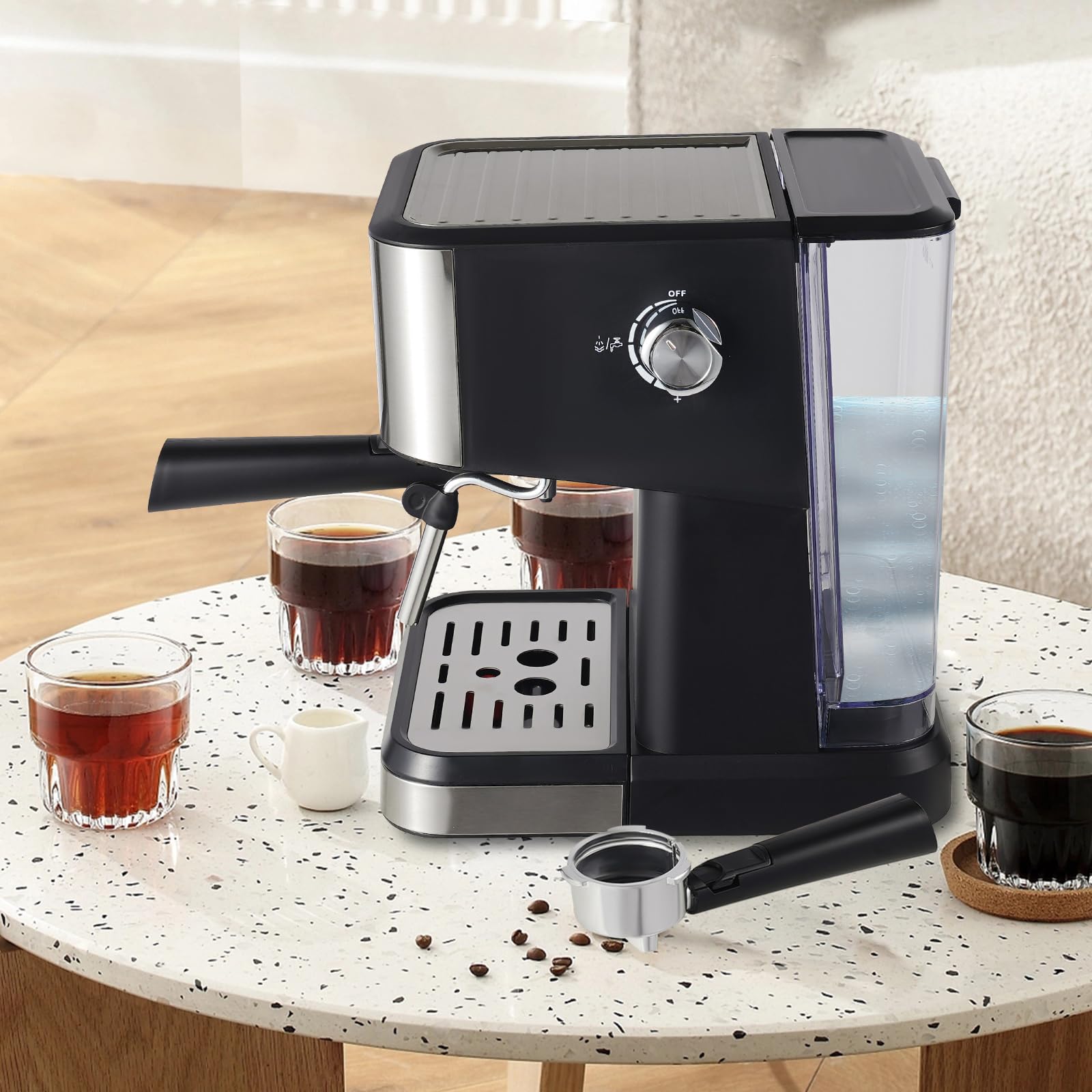 1.5L/50.73oz Semi-Automatic Drip Coffee Maker with Adjustable Steam Nozzle - 1050W 110V for Home, Office, Cafe & Hotel Use | Perfect for Morning Brews, Office Coffee Breaks & Hospitality Services