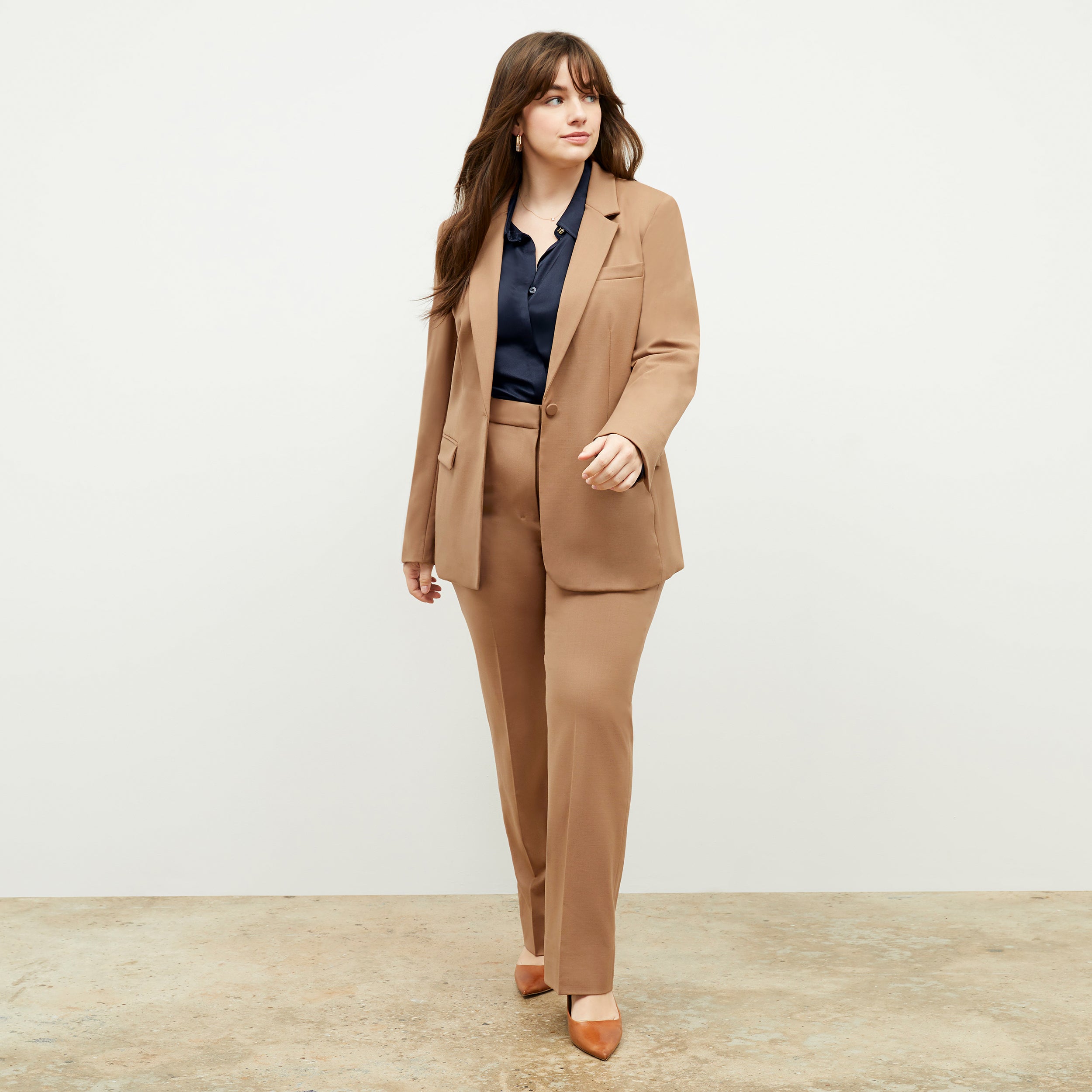 Smith Straight Trouser Washable Wool Twill Pants for Men - Comfortable Office & Business Casual Wear in Camel Color