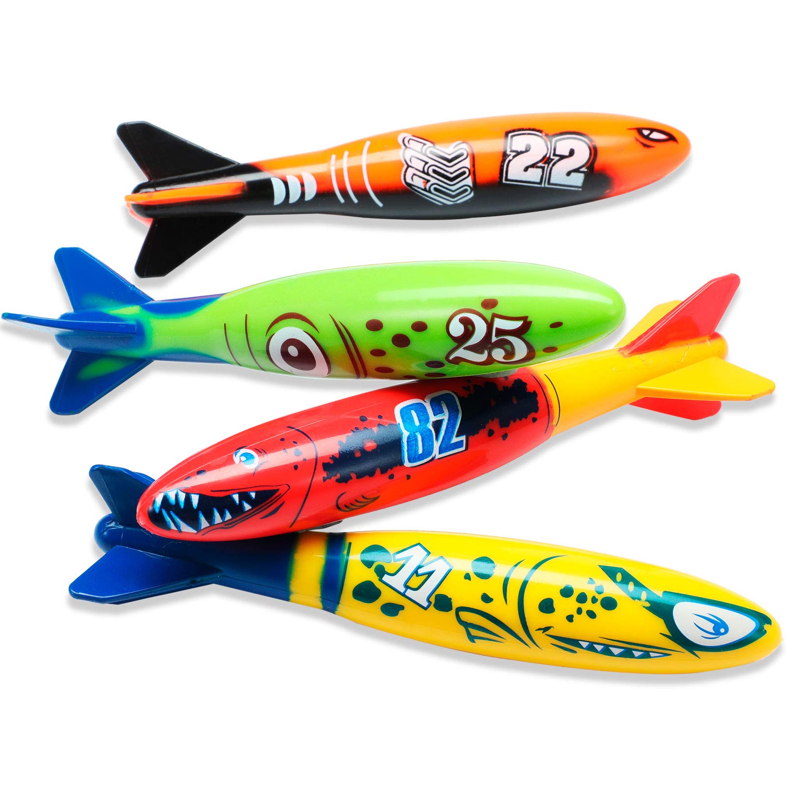 Dive Torpedo Bandits Pool Toys - 4pc Underwater Diving Set for Kids 5+ | Water Games & Swim Training