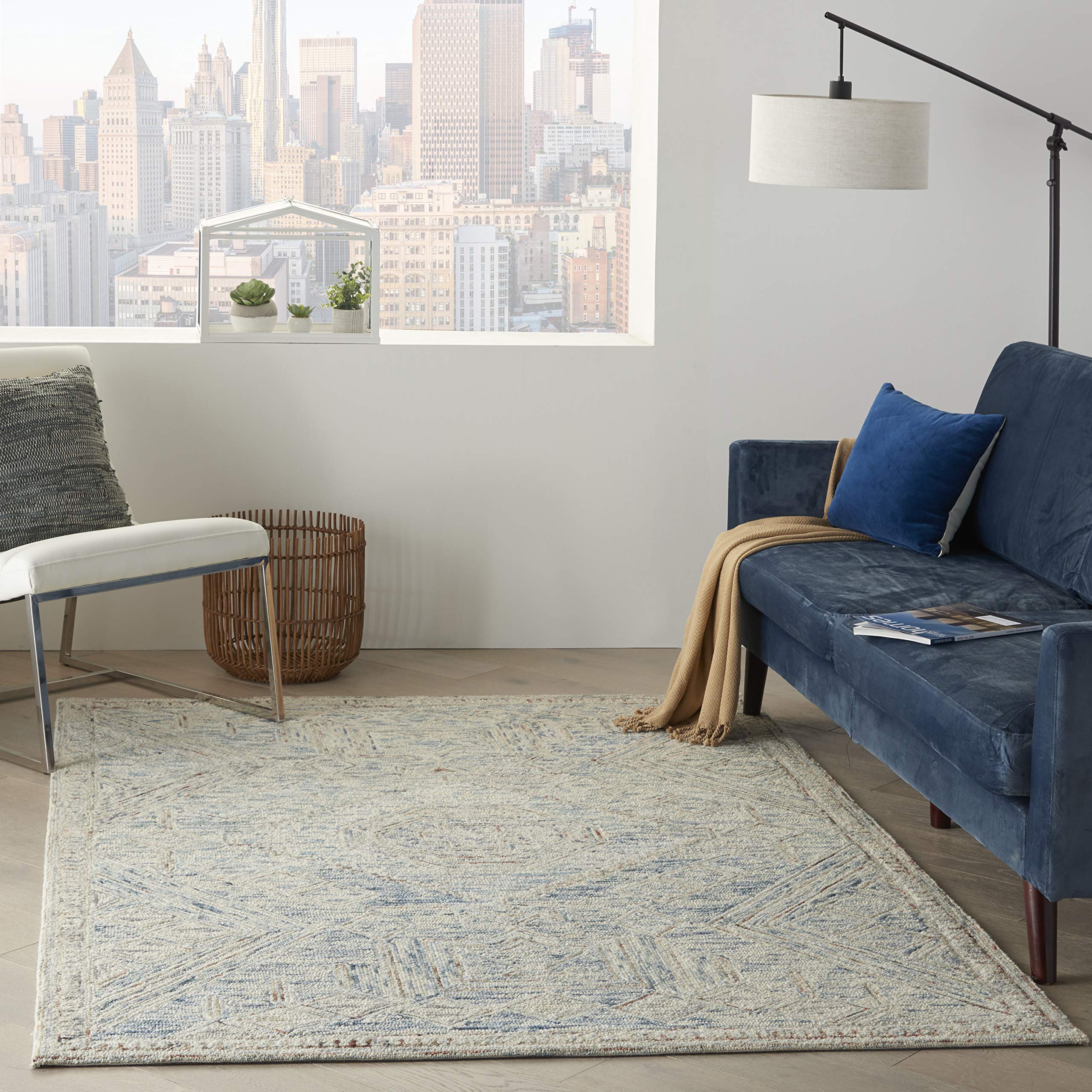 Nourison Linked Contemporary Blue Multi 5' x 7'6
