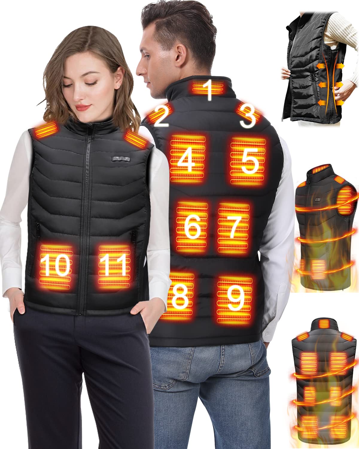 Electric Heated Vest for Women & Men - Rechargeable Battery-Powered Warming Vest for Outdoor Activities, Winter Sports & Cold Weather