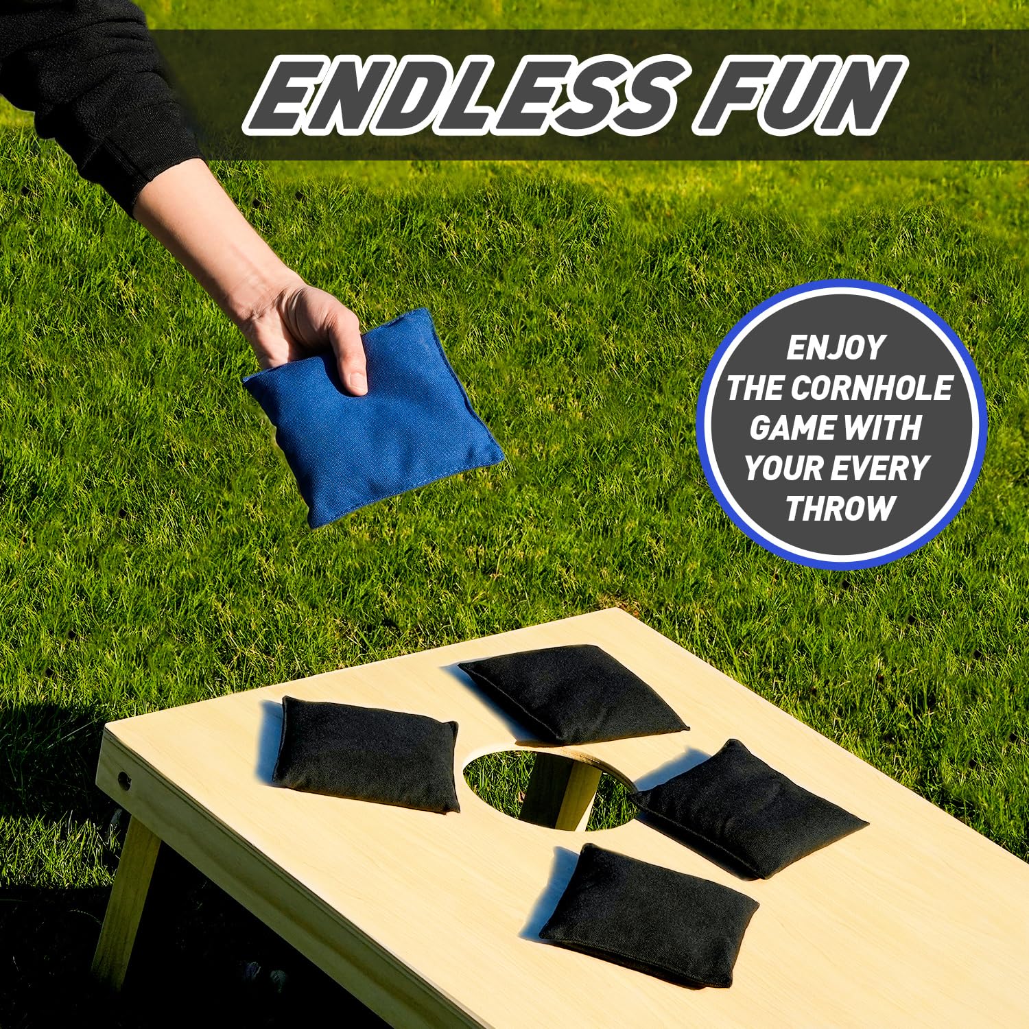 Professional Regulation Cornhole Bags Set of 8 - Weather Resistant Bean Bags for Cornhole Game with Free Tote Bag | Perfect for Backyard Parties, Tailgating & Outdoor Events