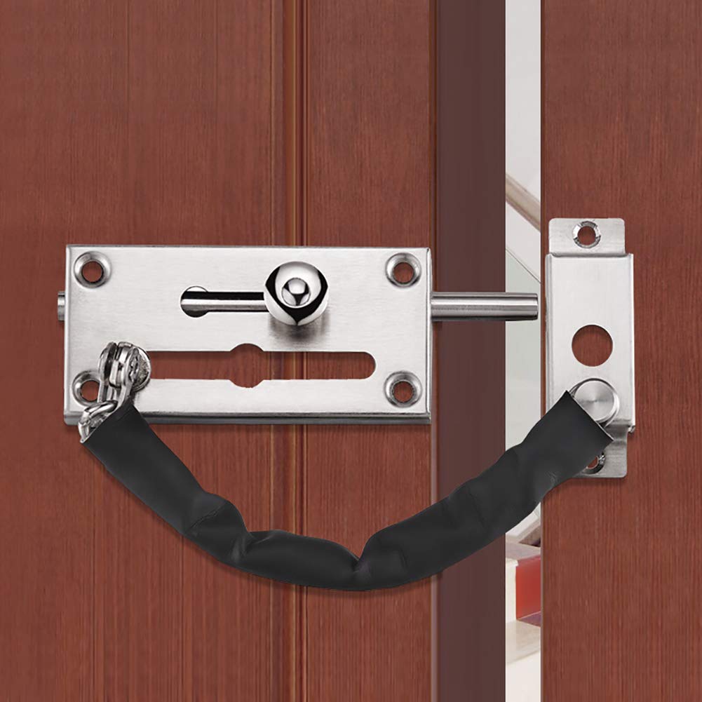 Stainless Steel Slide Bolt Door Chain Lock - Anti-Theft Security Latch for Home & Apartment Doors - Perfect for Front Door, Back Door, and Patio Security