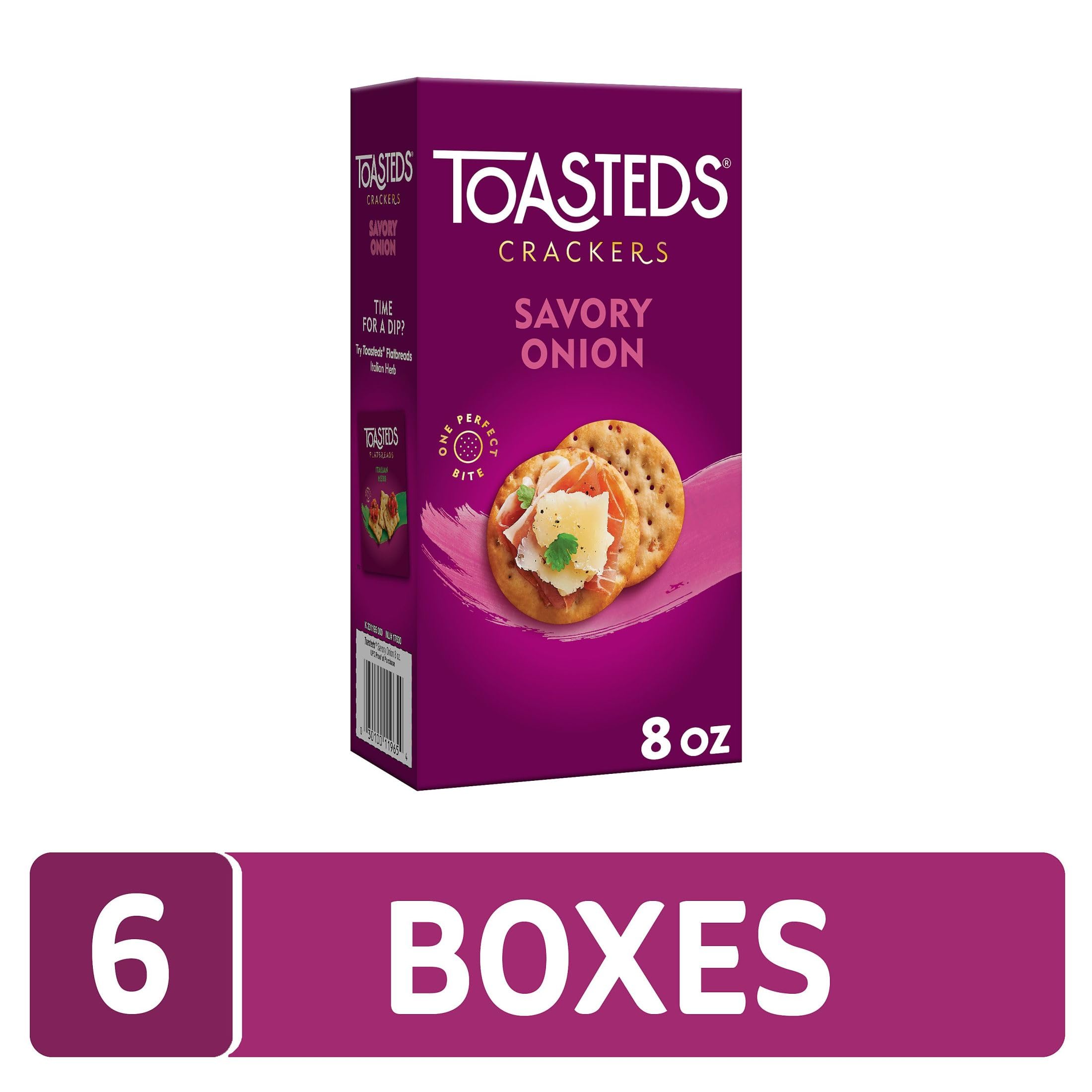 Toasted Crackers - Savory Onion Flavor (6 Pack) | Party Snacks, Lunch Box Treats & Office Breaktime Bites | Perfect for Gatherings, School Lunches & Work Snacking