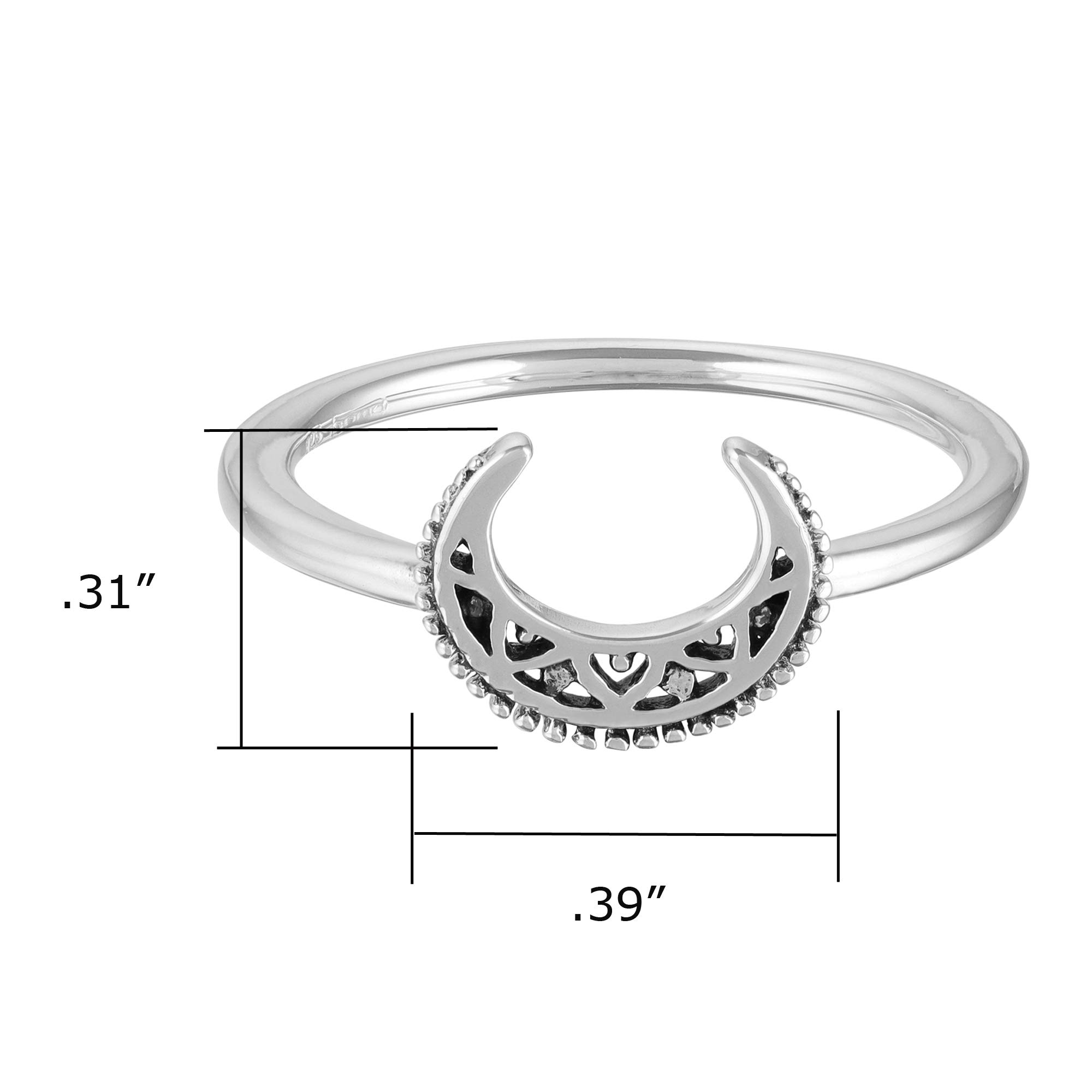 Sterling Silver Moon Ring for Women - Boho Tribal Jewelry for Everyday Wear