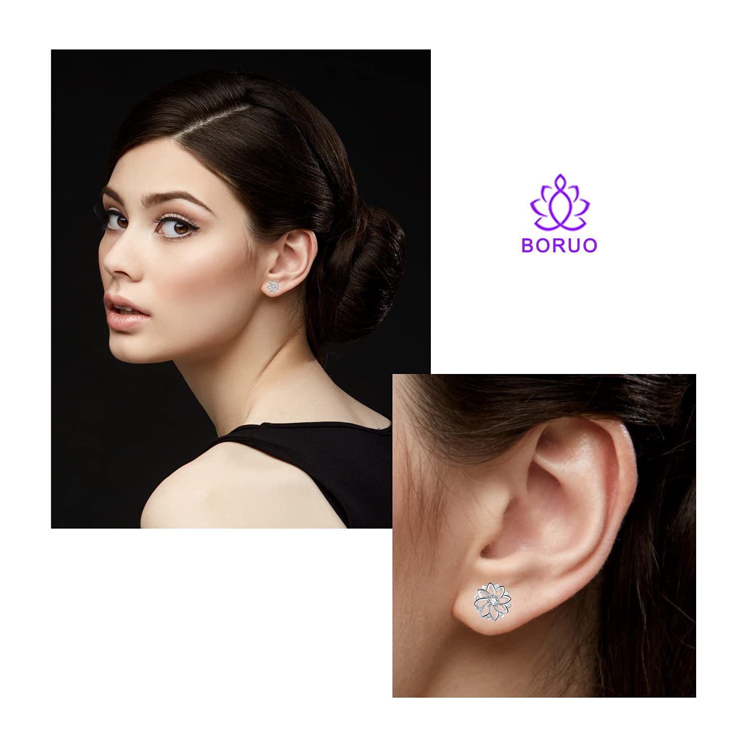 18K Gold Plated 925 Sterling Silver Lotus Flower Stud Earrings for Women - Yoga, Meditation, Boho Jewelry Gift for Her