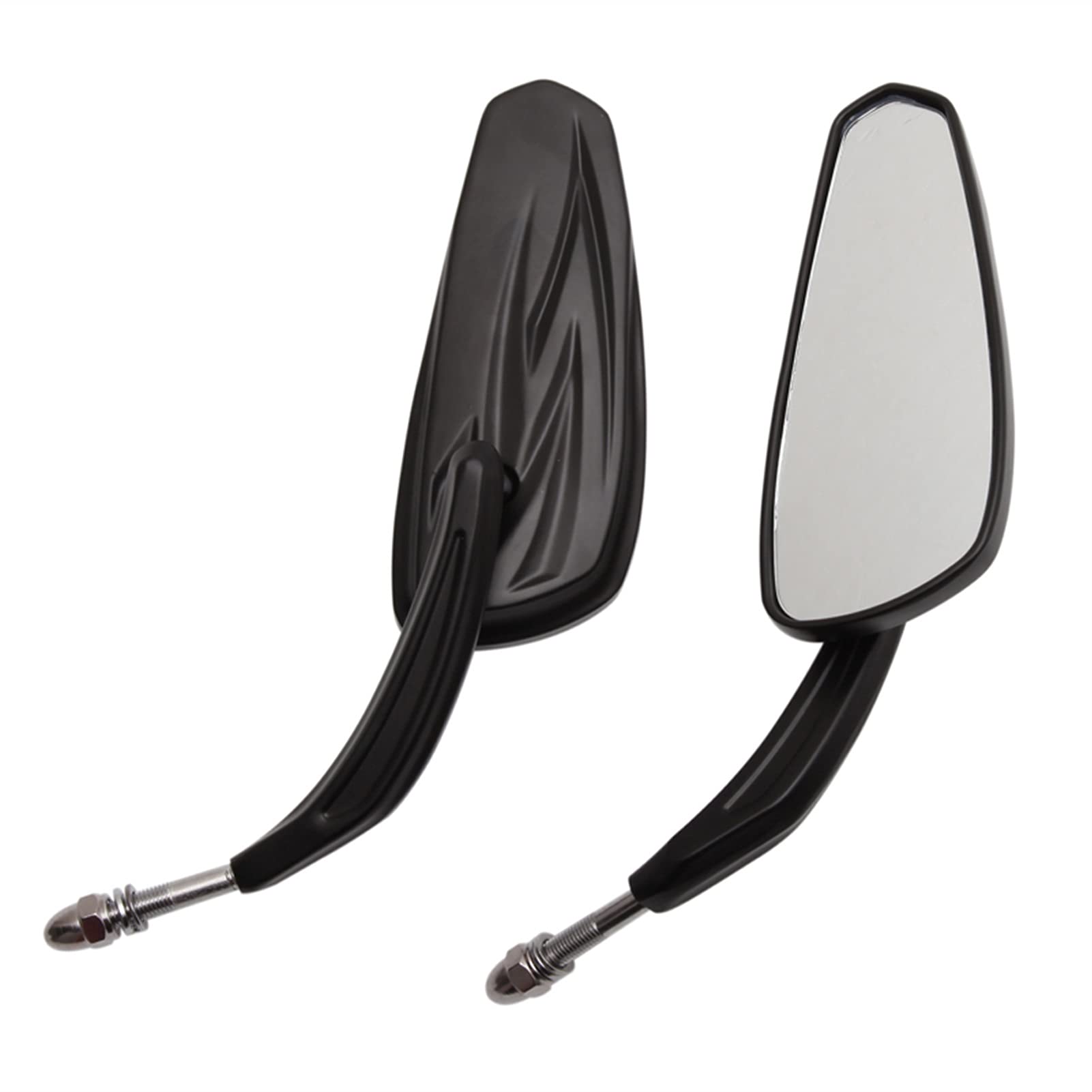 Black Flaming Motorcycle Side Mirrors for Harley Davidson Softail FXST Glide Electra Road Custom Dyna Touring - Durable & Stylish Replacement Mirrors for Enhanced Safety and Visibility on Cruiser Bikes