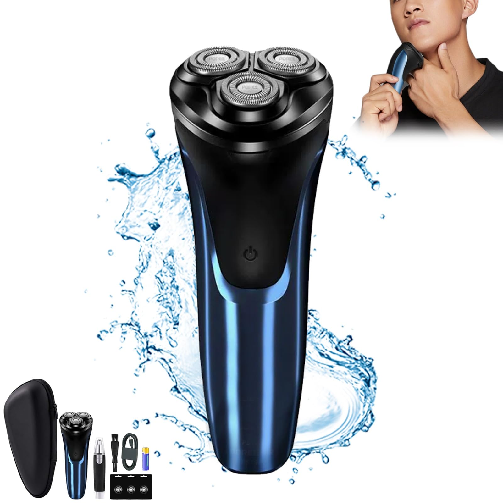 Snapbuy 4D Rotary Electric Razor for Men - IPX7 Waterproof Rechargeable Shaver with Precision Blades - Perfect for Travel, Gym & Daily Grooming