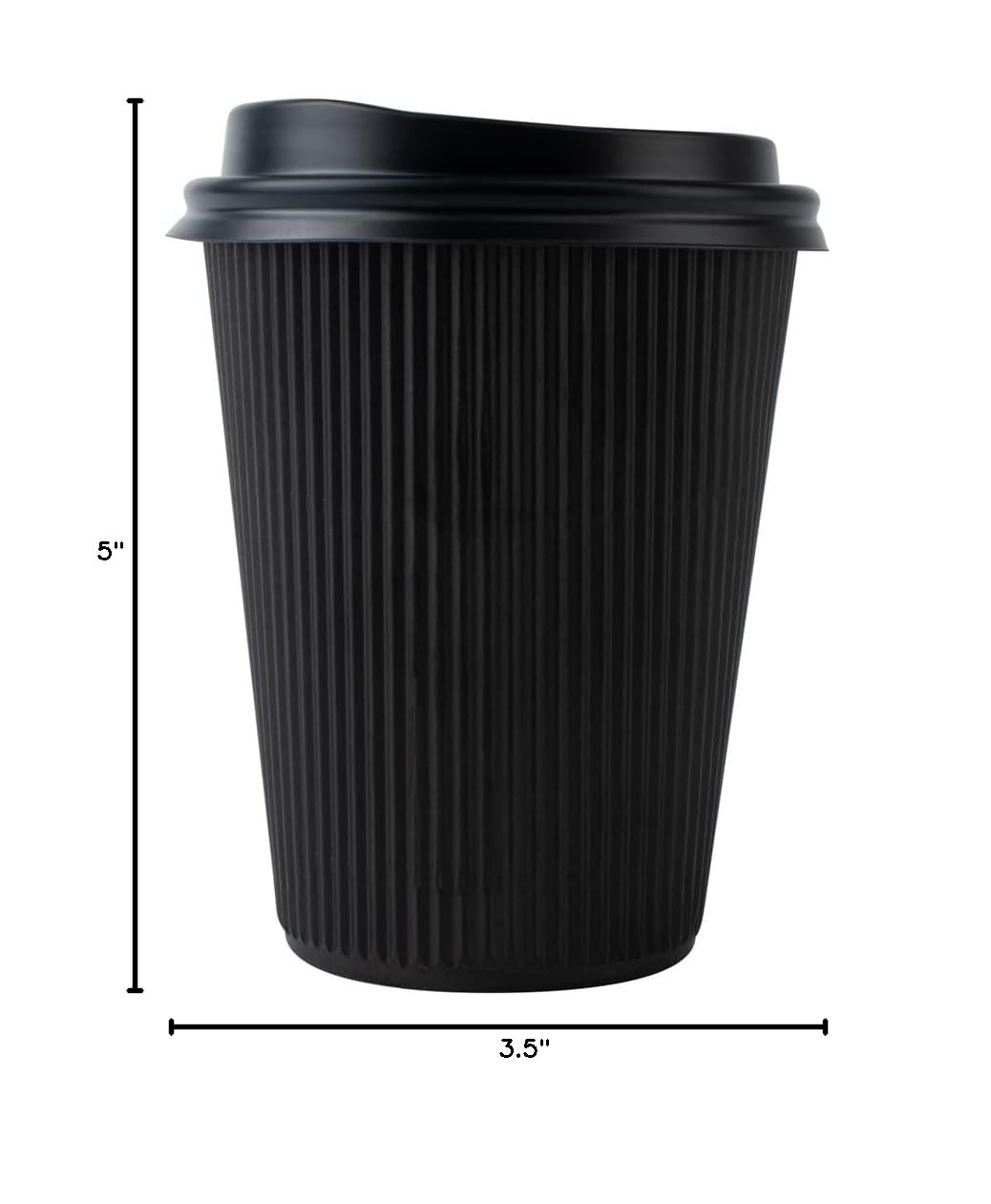 200 Pack 12oz Insulated Black Paper Coffee Cups with Lids - Leakproof & Non-Slip Ripple Wall Hot Cups for Tea, Hot Cocoa, Lattes - Perfect for Coffee Shops, Offices, Catering & Events