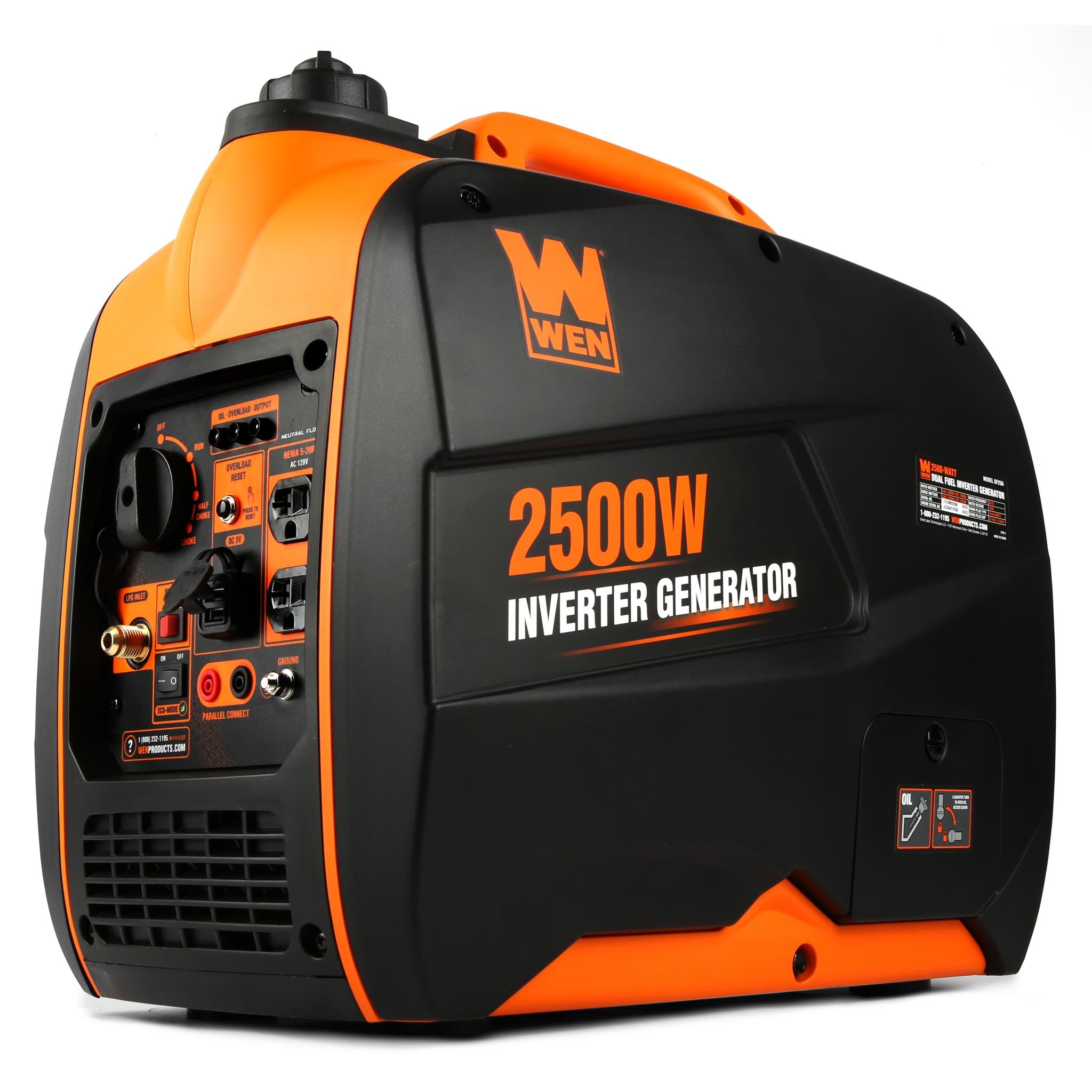 WEN DF250i 2500W Super Quiet Portable Dual Fuel Inverter Generator with Fuel Shut Off - Perfect for Camping, RV Trips & Emergency Power Backup