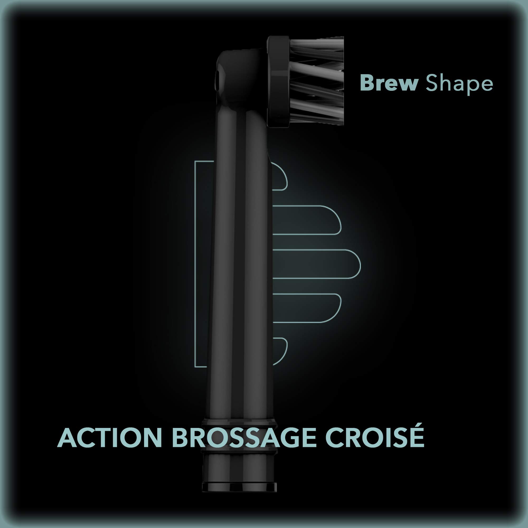 Candore - Charcoal Infused Cross-Action Brush Heads for Oral-B Electric Toothbrush | Eco-Friendly Plastic-Free Packaging | Black Intense Body | Ideal for Deep Cleaning & Whitening Teeth
