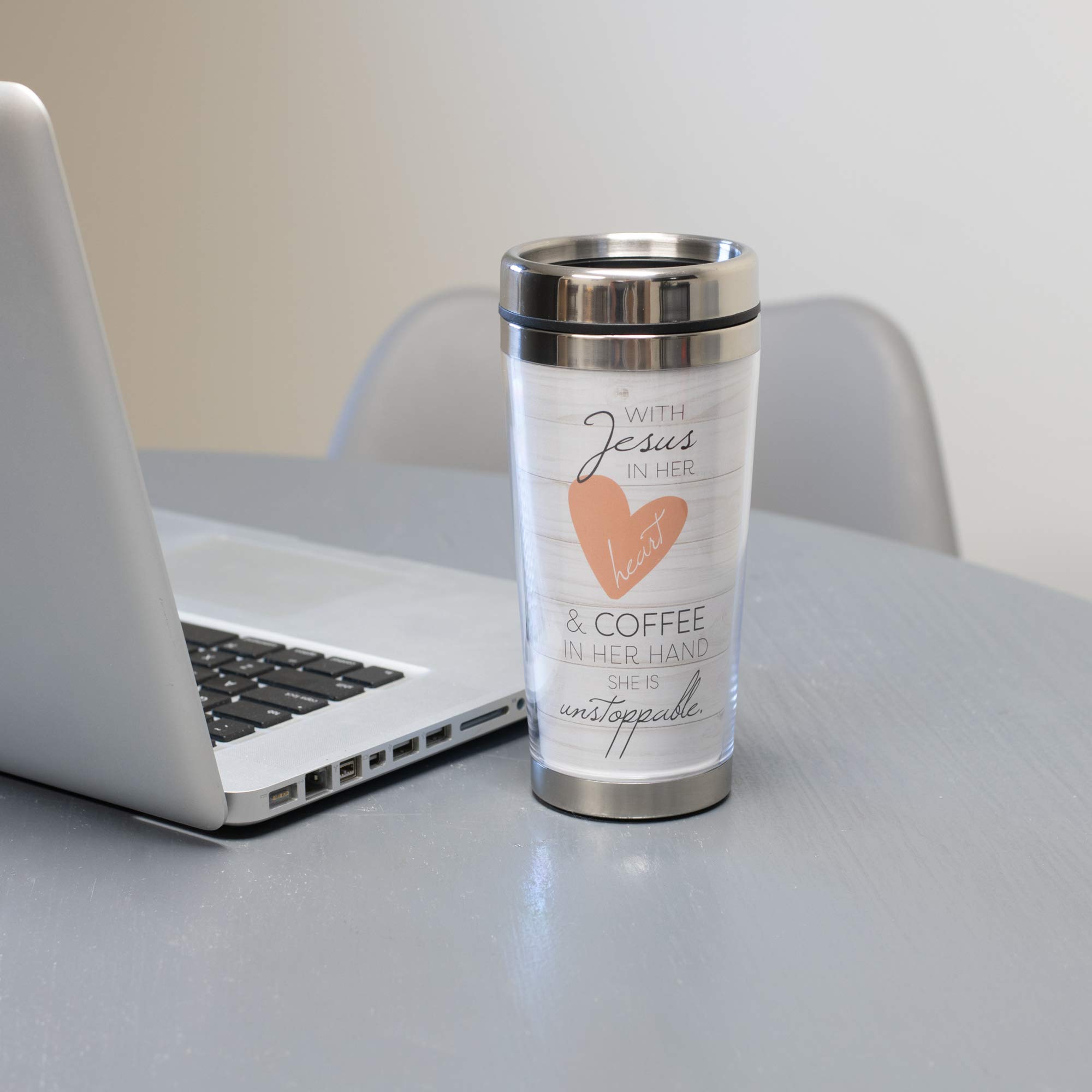 Jesus and Coffee She is Unstoppable 16oz Stainless Steel Travel Tumbler - Insulated Mug for Hot & Cold Drinks - Perfect for Church, Work, Gym & Outdoor Activities