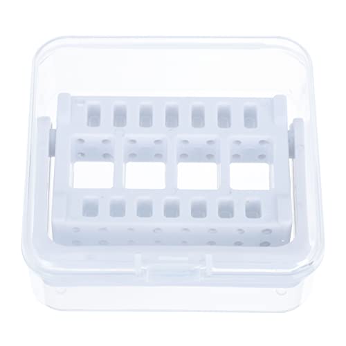 HEALLILY Professional Nail Drill Bit Box - Portable Nail Art Polishing & Grinding Kit with Dustproof Holder | Perfect for Salon, Home Manicure & Nail Art Enthusiasts | White Manicure Tool Organizer
