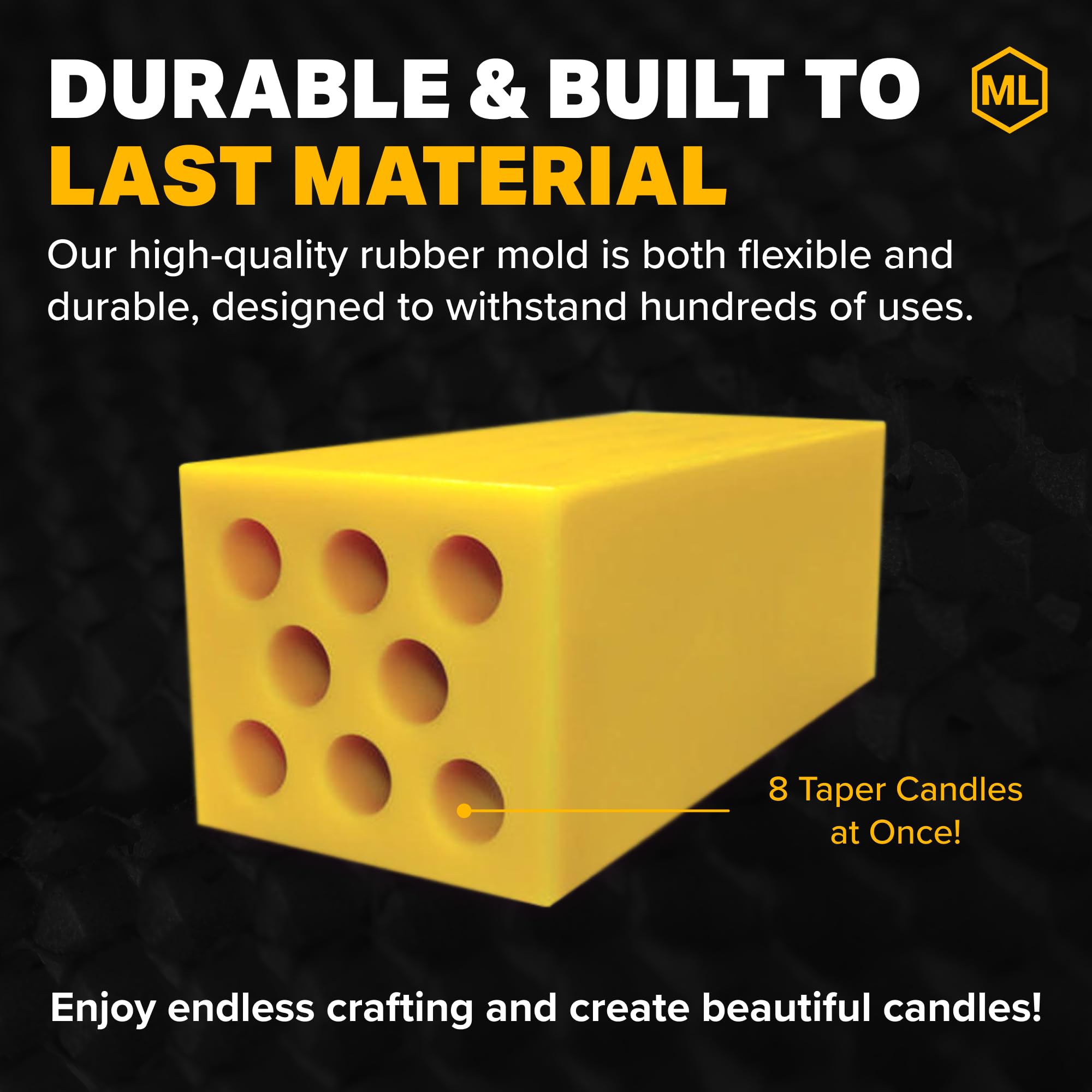 10-Inch Taper Candle Mold 8-Cavity Flexible Rubber for DIY Candle Making - Durable & Reusable Candle Molds for Beginners & Professionals - Create Elegant Wedding & Holiday Candles - Perfect for Home Decor, Romantic Dinners & Special Events