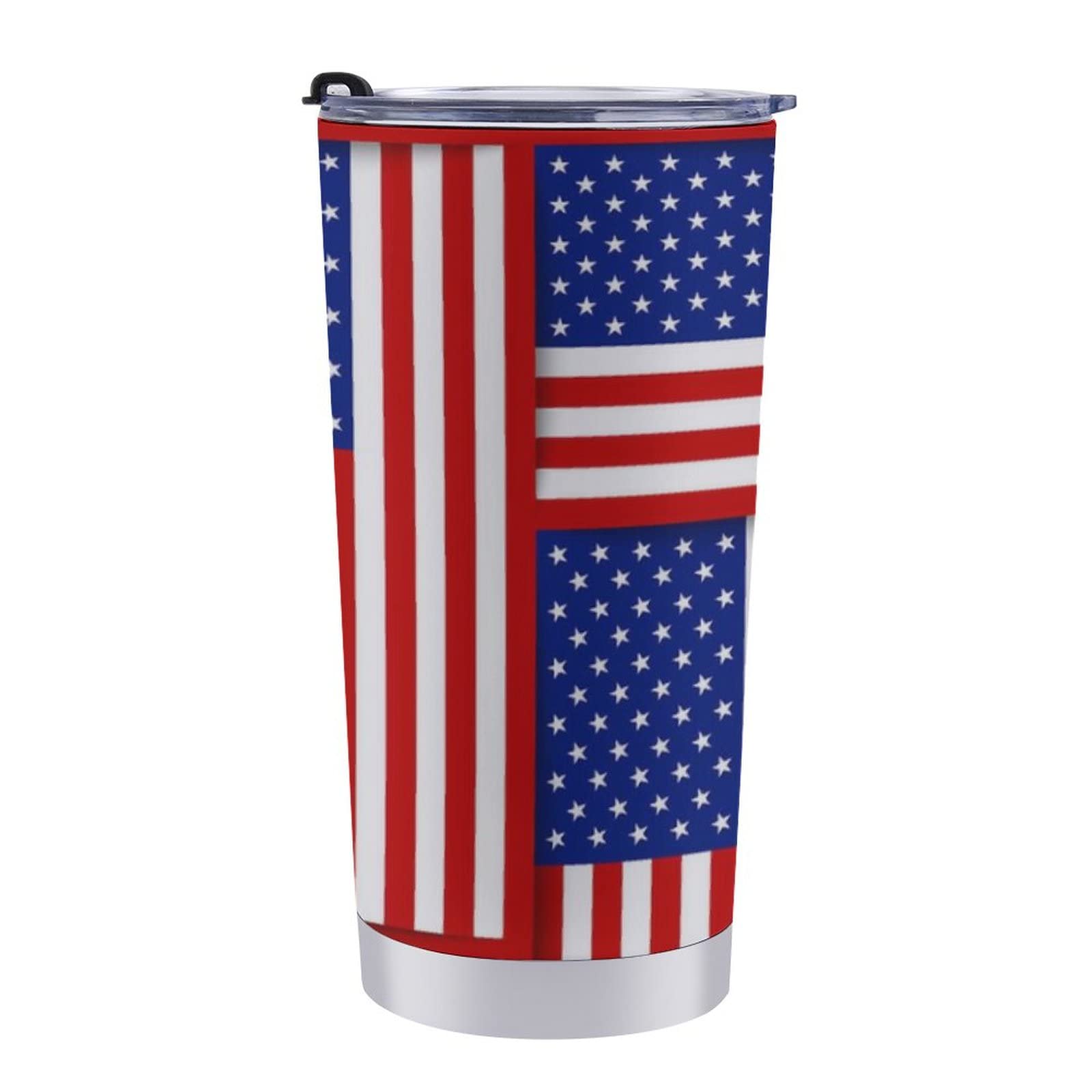 **Reusable Stainless Steel Coffee Cup - Insulated Travel Tumbler for Hot & Cold Drinks, Eco-Friendly American Flag Design (Red, White, Blue) - Perfect for Commuting, Camping & Office Use**